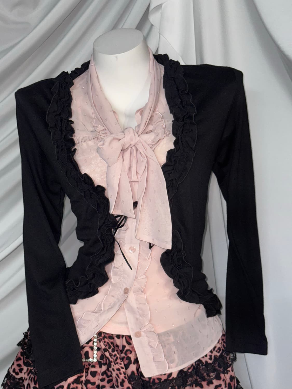 히메갸루 핑크 레오파드 프릴 코디세트  상품이미지8