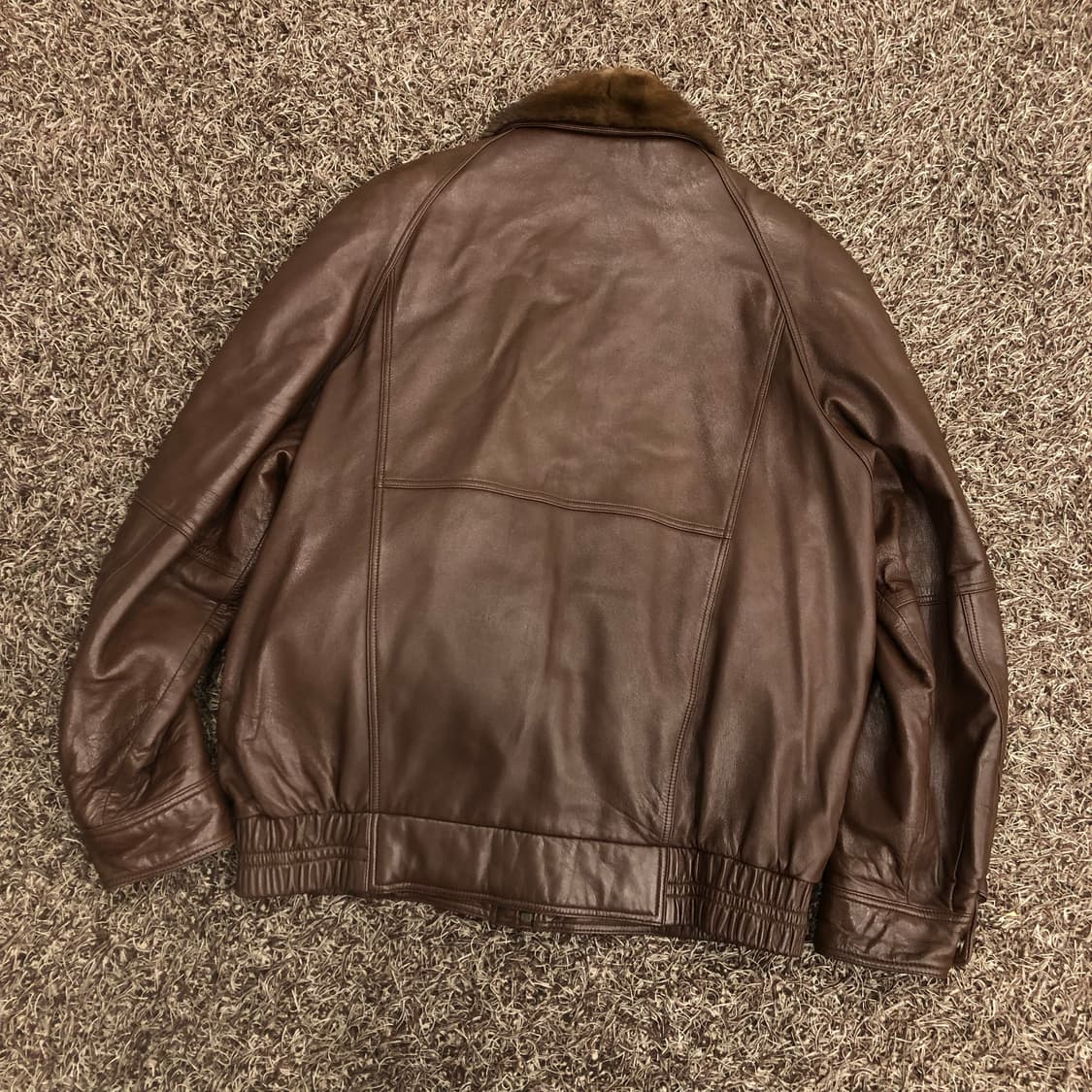 크로커다일 양가죽 봄버 덕다운 내피 브라운 레더 가죽 자켓  상품이미지6