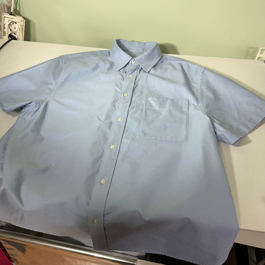M-L 마인드브릿지 유스 오버핏 스카이블루 원포켓 옥스퍼드 셔츠 상품이미지3