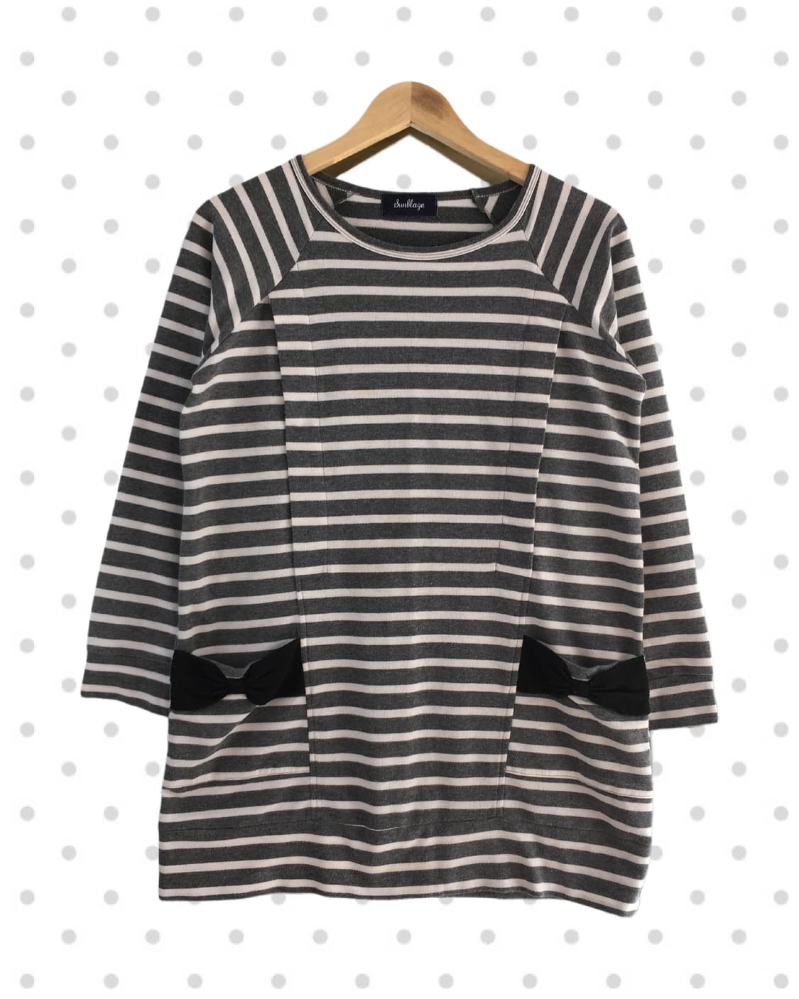 vintage stripe ribbon pocket long sleeve 상품이미지4