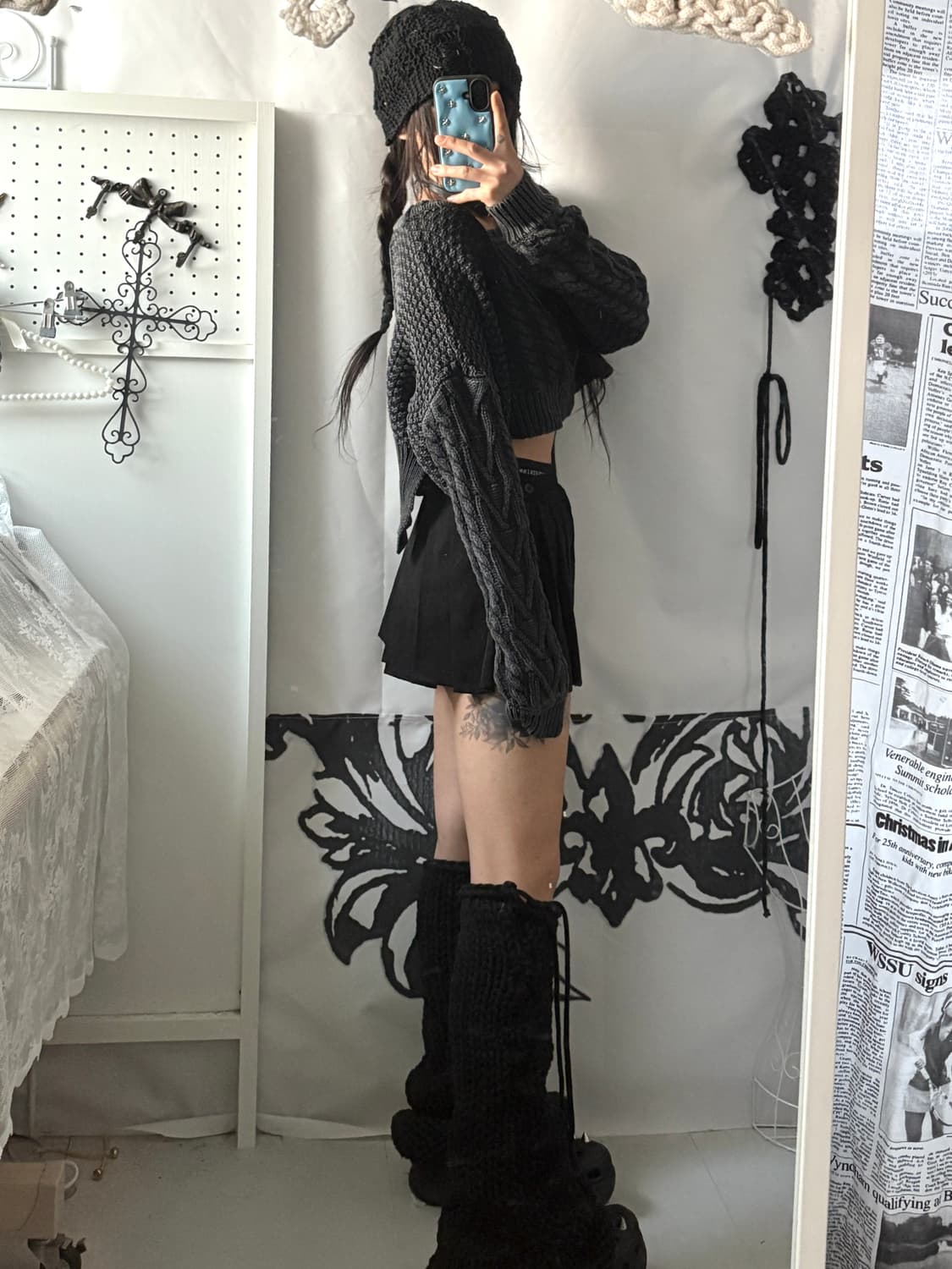 • dark gray washed cropped knitwear 상품이미지3