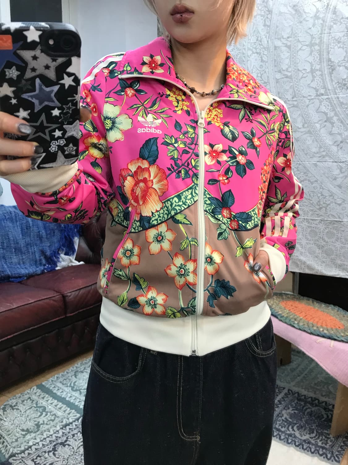 아디다스 여성 플라워패턴 저지 트랙탑  상품이미지1