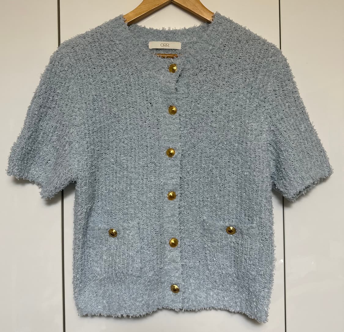 오르ORR 반팔 뽀글이 가디건 니트 상품이미지1