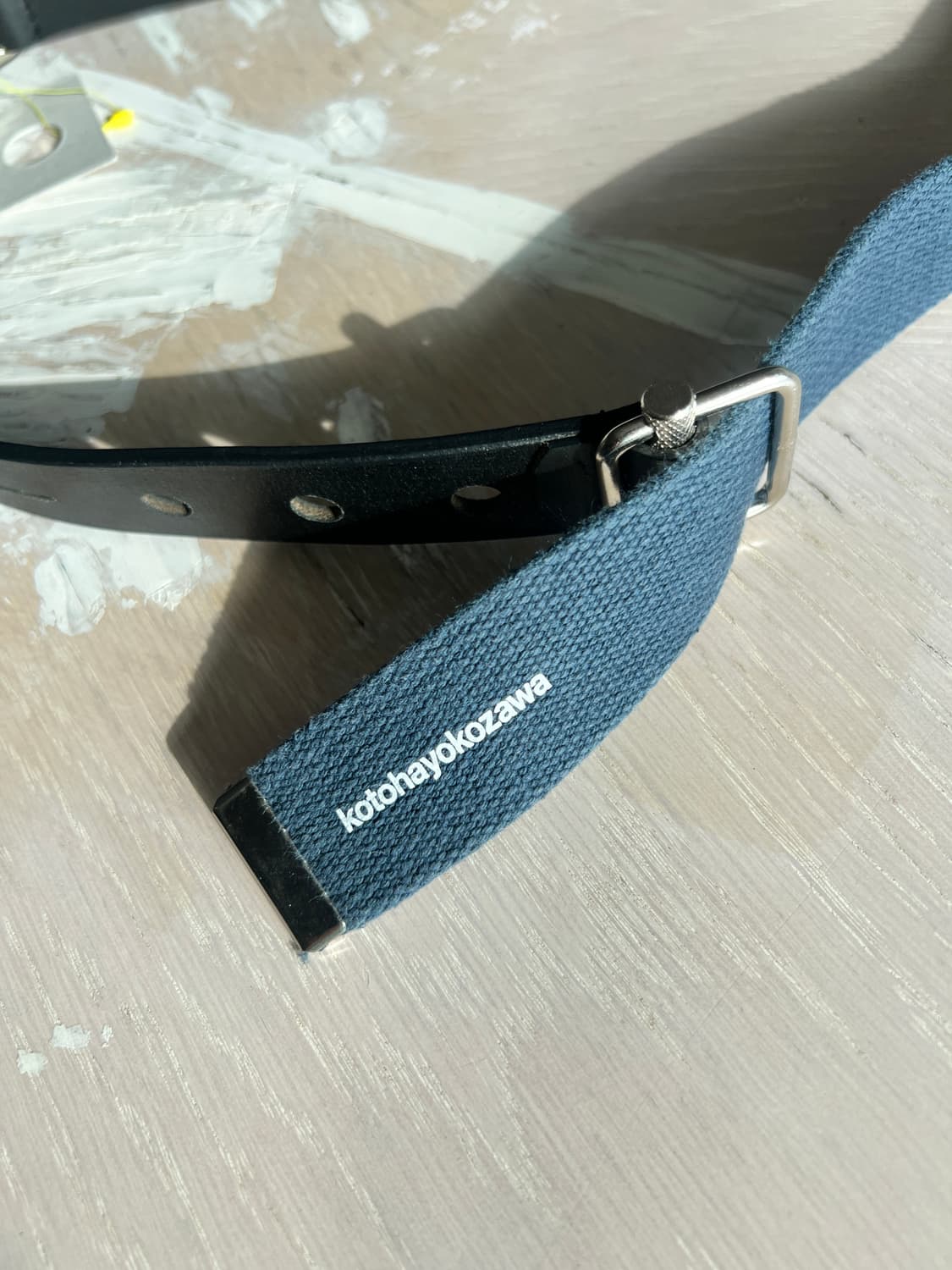 kotohayokozawa 트윌 앤드 레더 벨트 블랙 네이비 free사이 상품이미지2