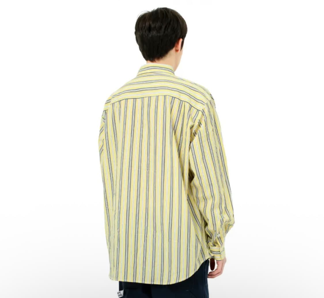 디스이즈네버댓 로고 스트라이프 옐로우 셔츠 XL 상품이미지2