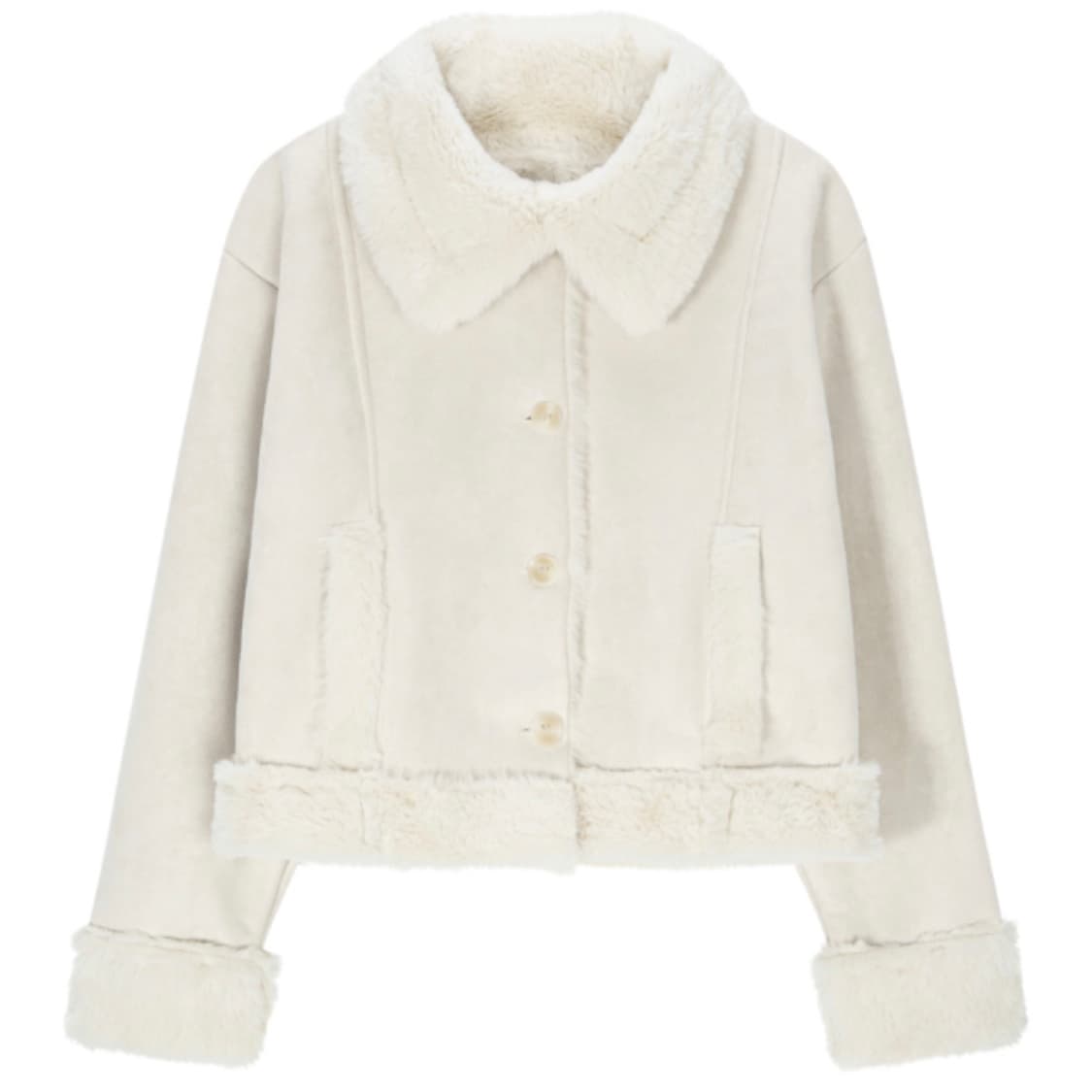 벨리아르 버니 셔링 코트 무스탕 아이보리 상품이미지1