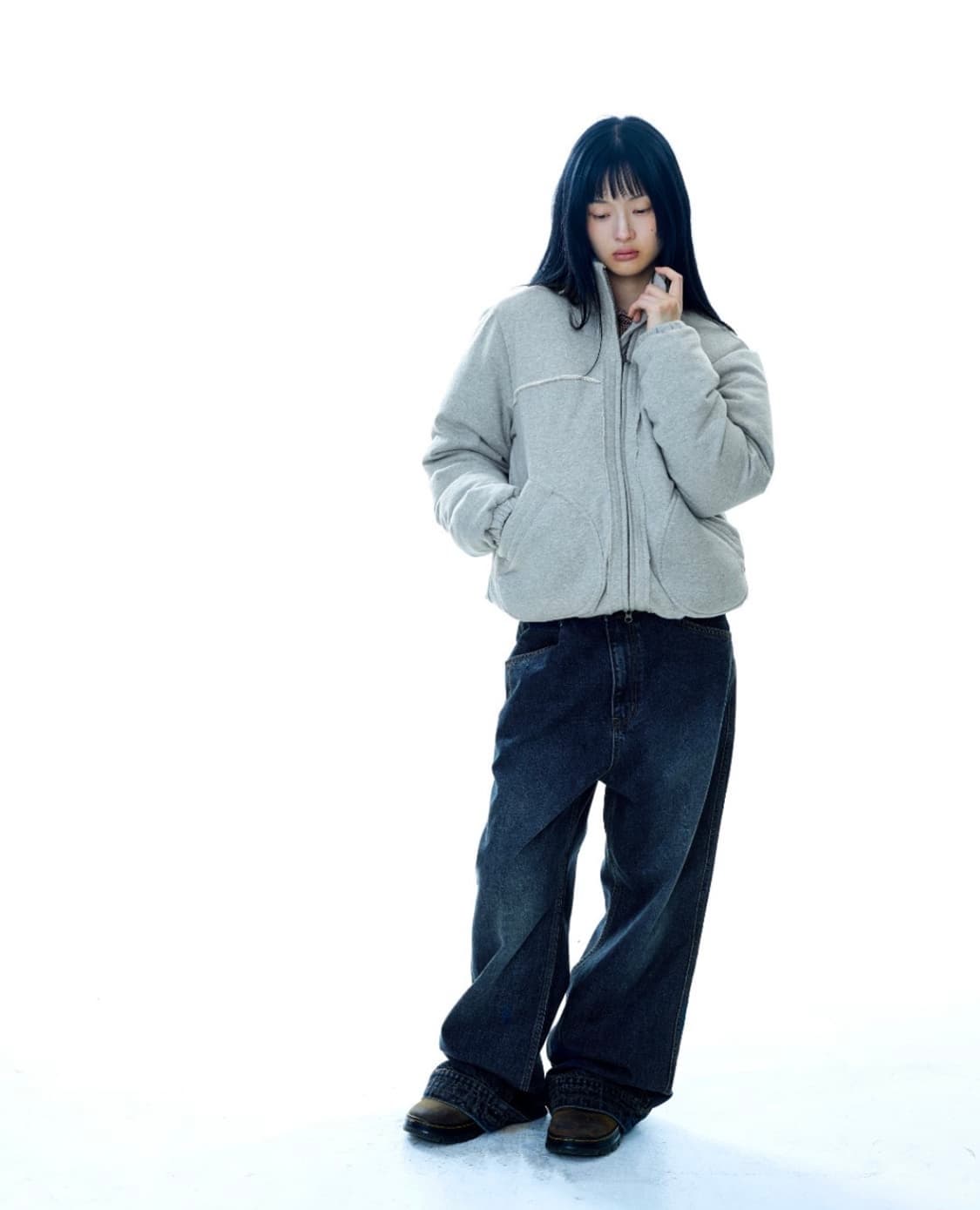 Coyseio 코이세이오 코지 스웻 다운 멜란지 그레이 상품이미지2