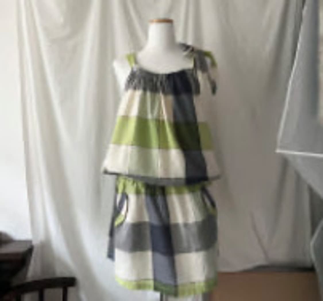 메로나 체크 슬리브리스 원피스  상품이미지1