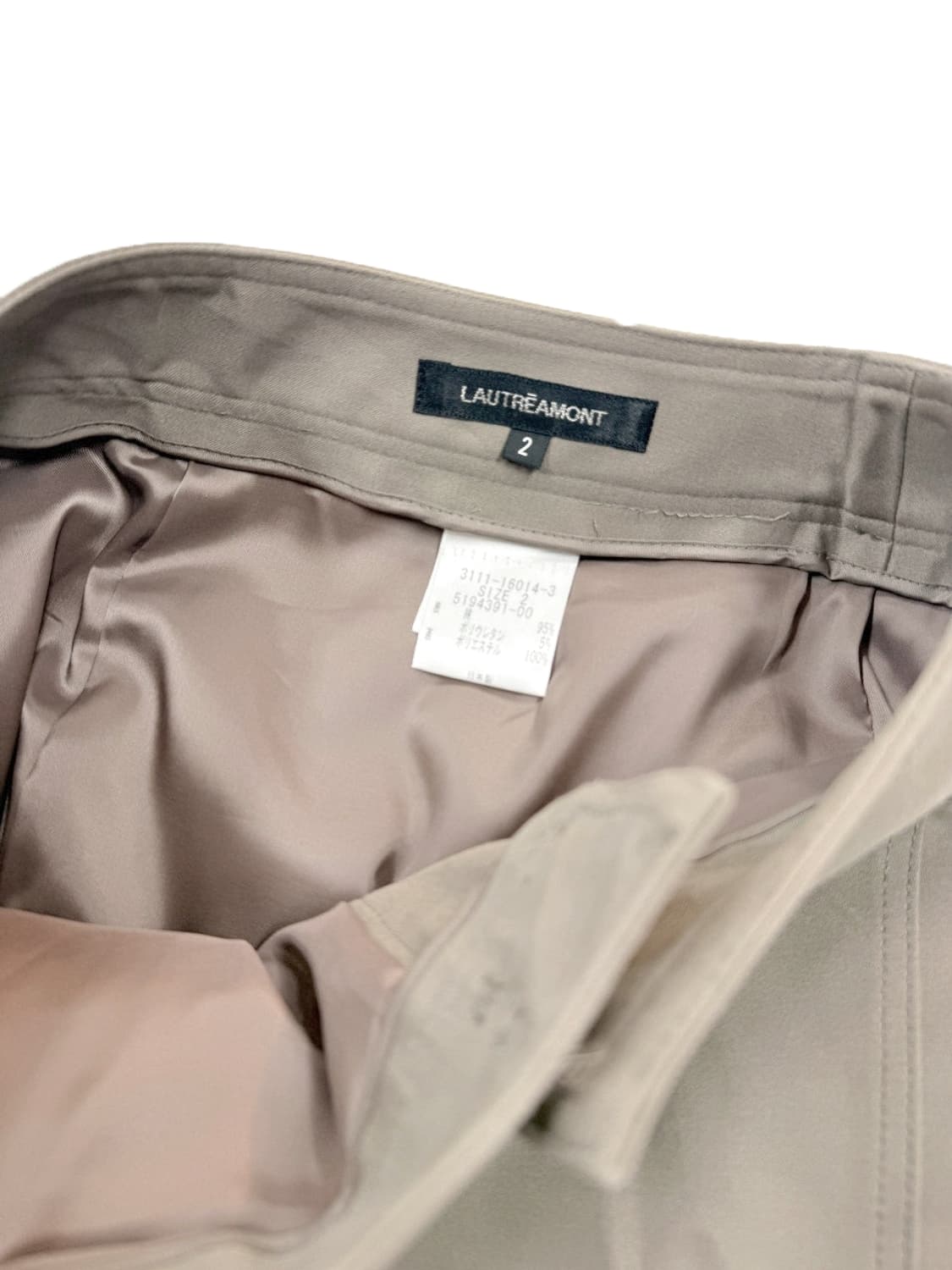 빈티지 LAUTREAMONT 베이지 사이드 벨트 미디 스커트 상품이미지3