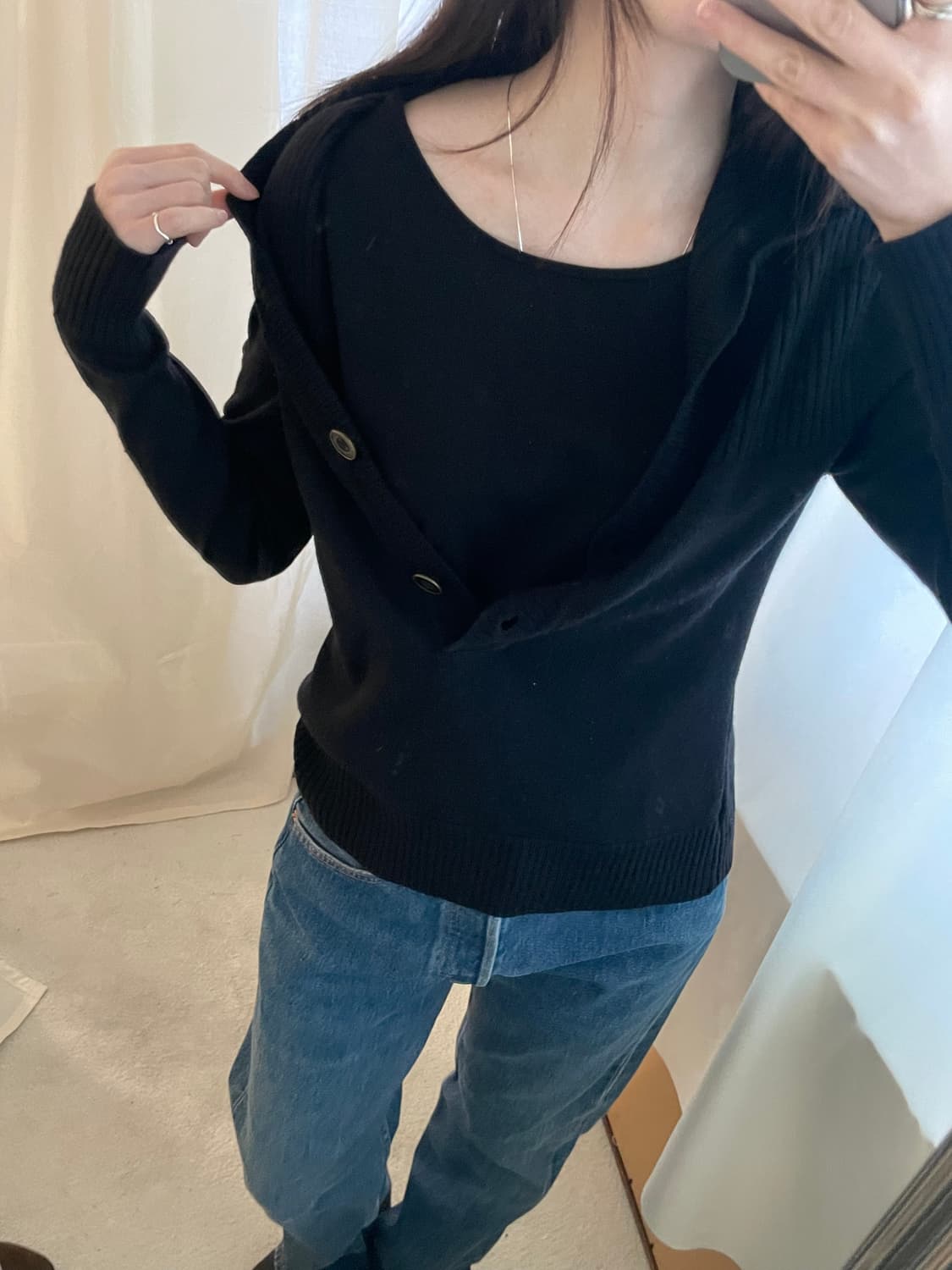 vintage layered button collar kint 상품이미지7