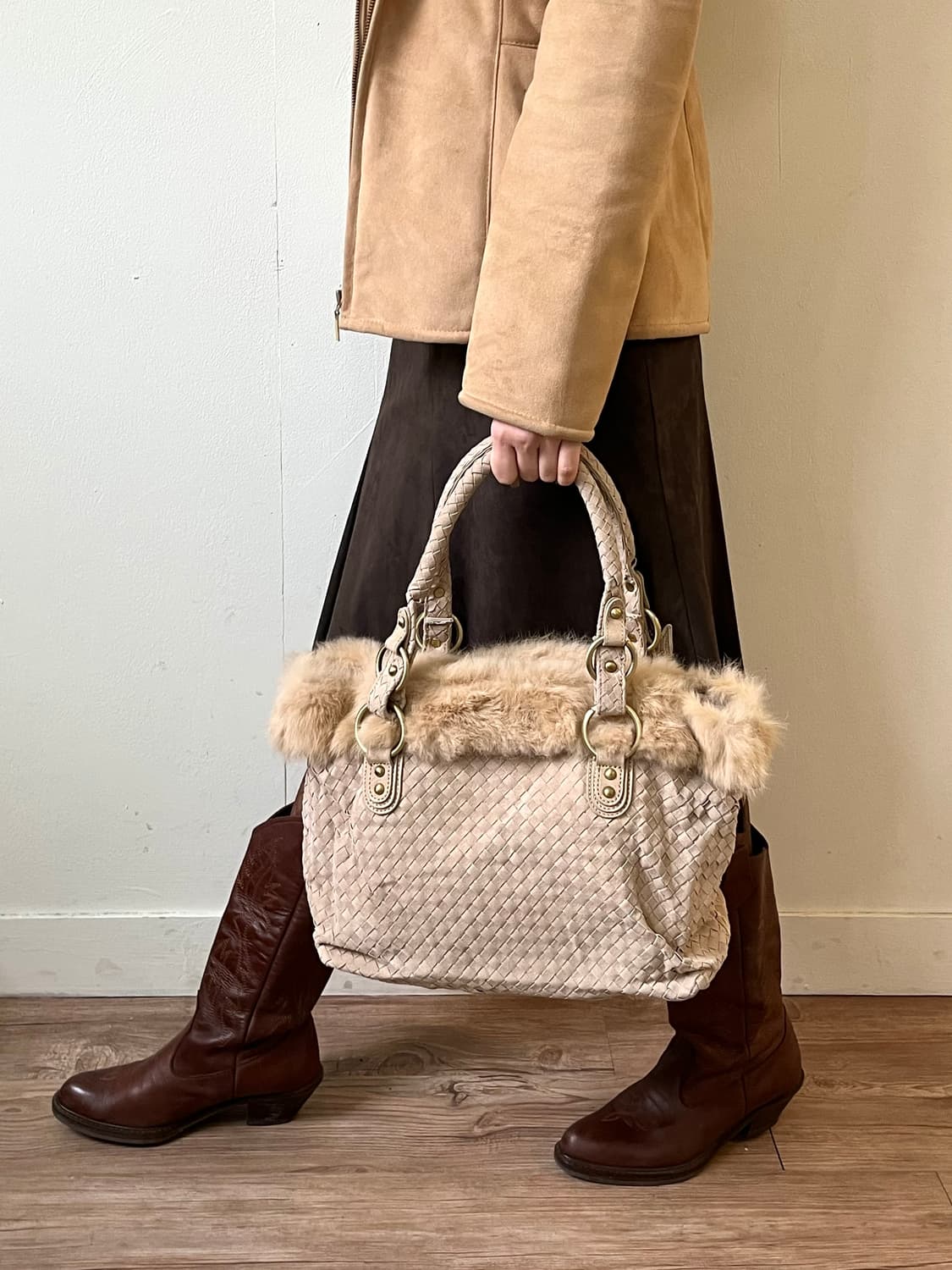 Crea mure 레더 크림 퍼 백 상품이미지7