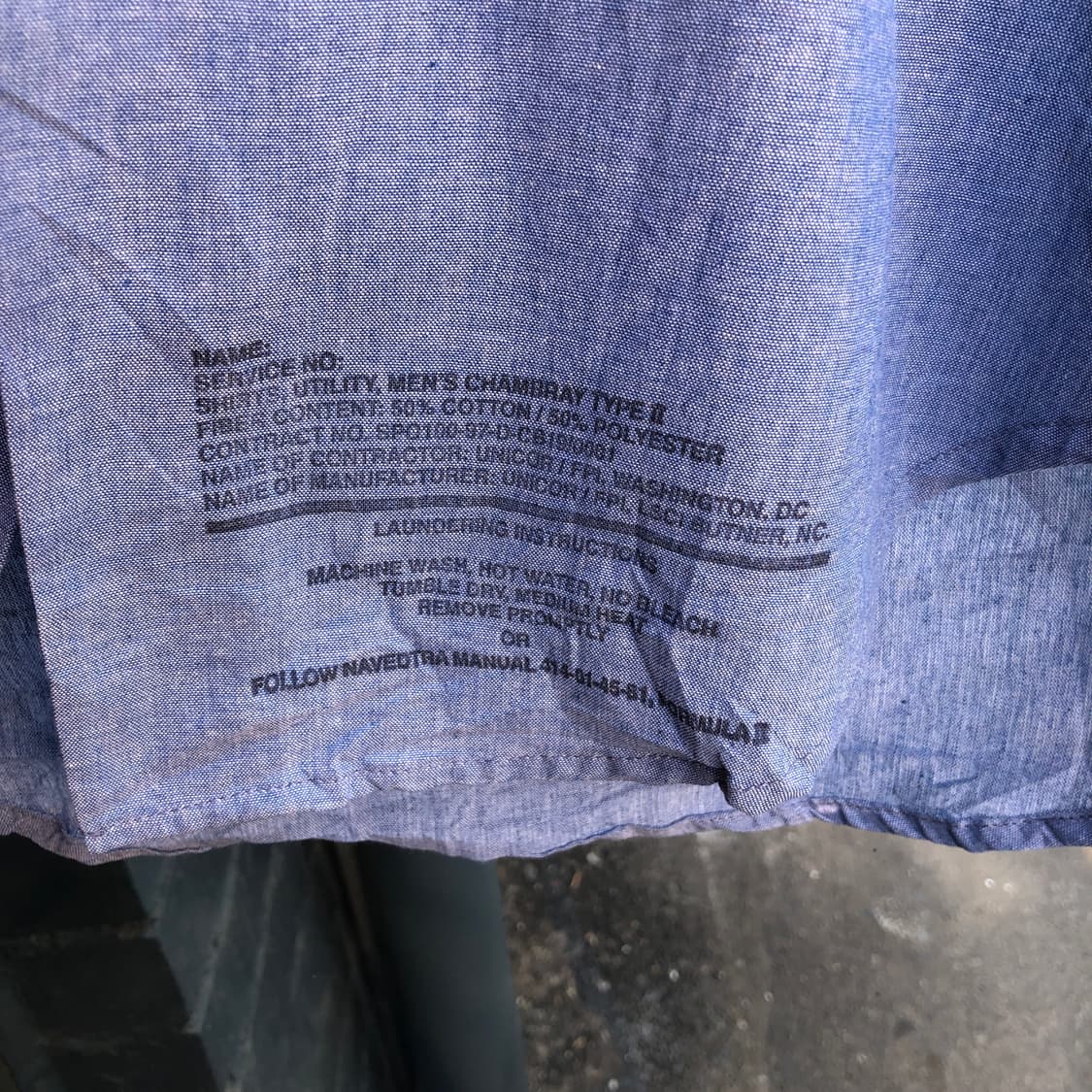 90s USN Chambray Shirt-M 상품이미지4
