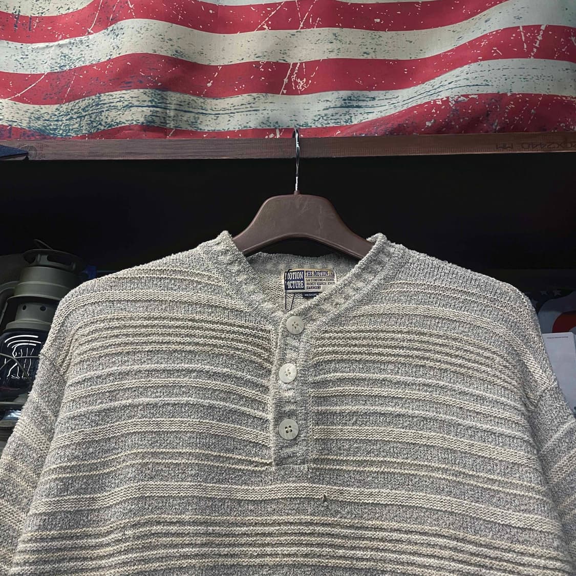 90s 모션픽쳐 버튼 브이 헨리넥 보카시 니트 스웨터 N503 상품이미지3
