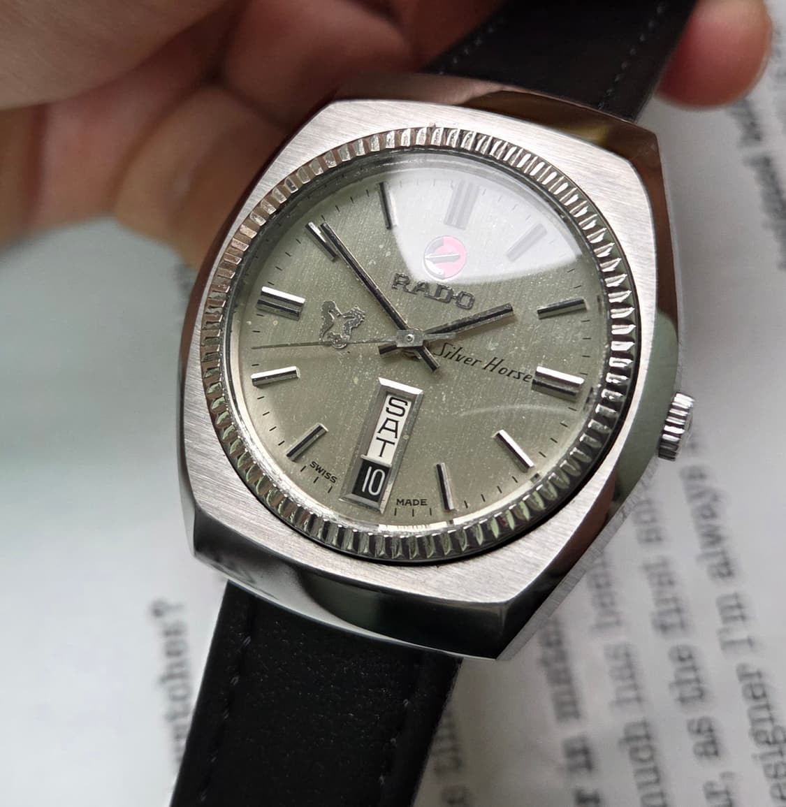 빈티지 라도 실버호스 플루티드베젤 순정 실버판 데이데이트 오토매틱 
 상품이미지10