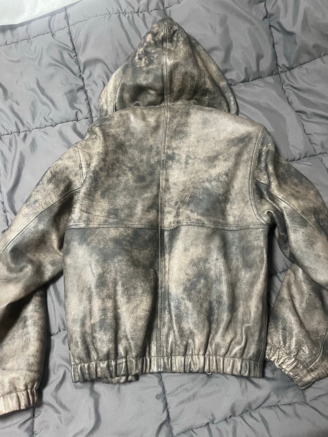 스투시 스톤워시 레더 후드 자켓 상품이미지3