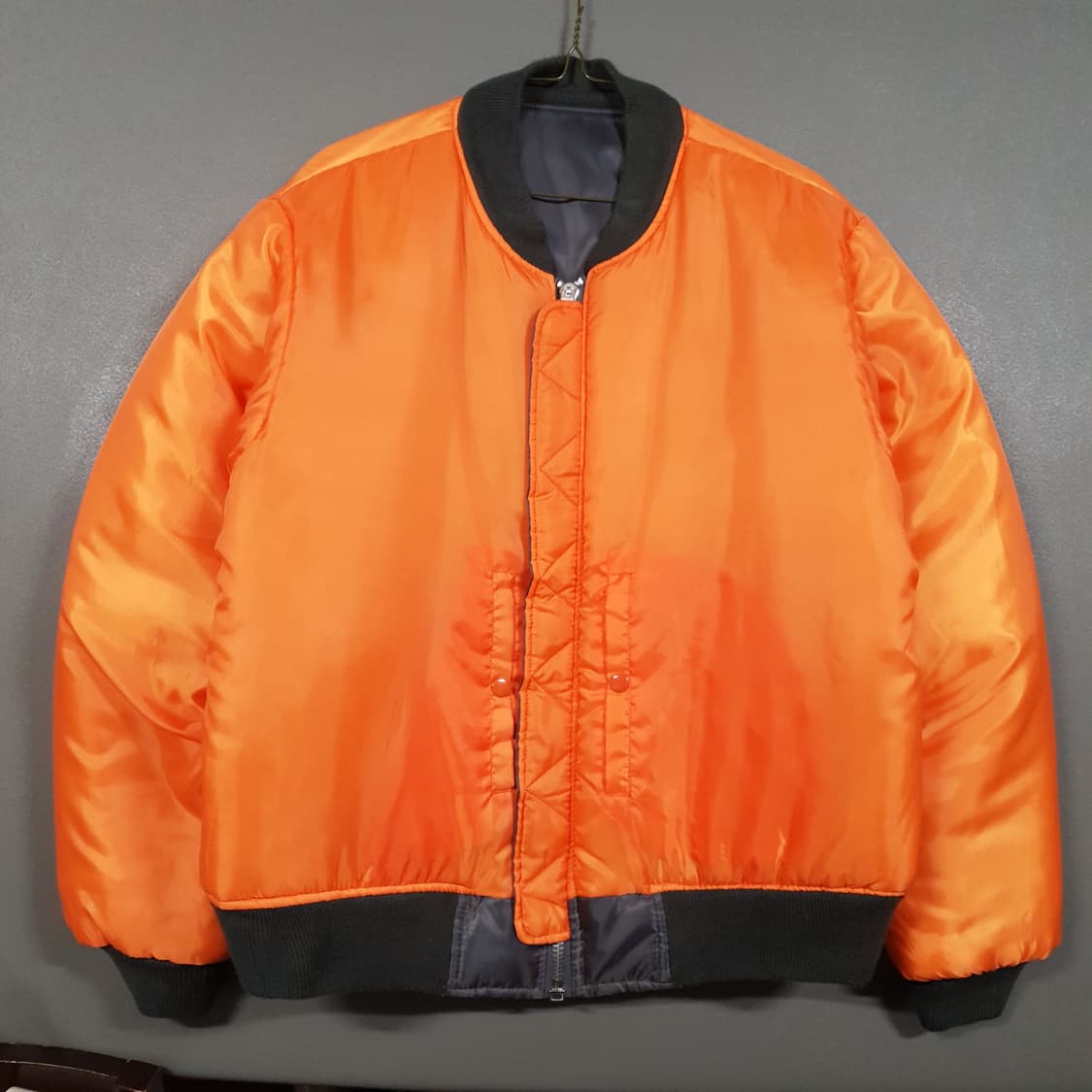 실측 XL) 로스코 리버서블 양면 MA-1 항공점퍼 자켓 건메탈 오렌지 상품이미지2