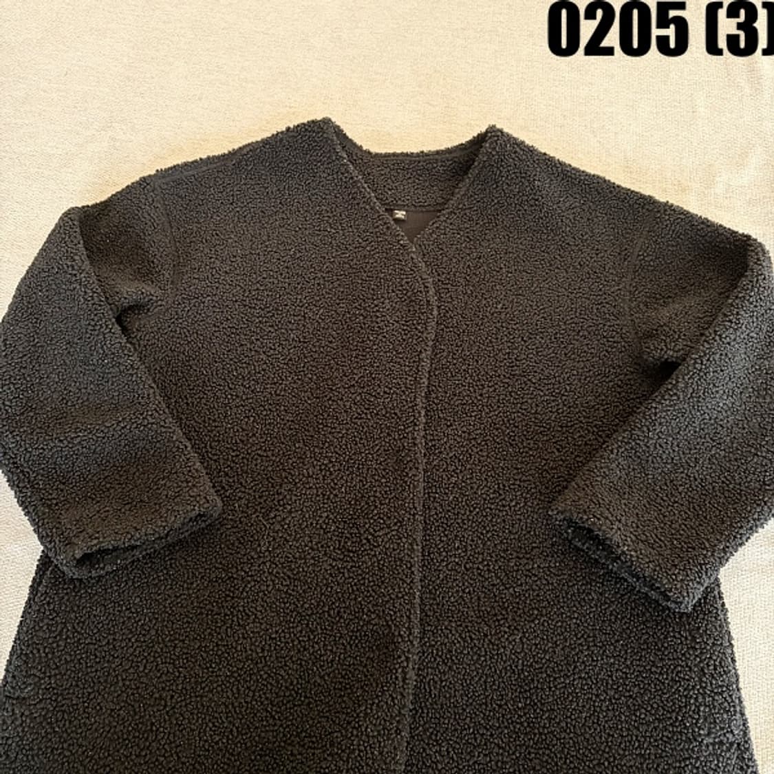 [XL] 유니클로 블랙 뽀글이 브이넥 롱 가디건 0205(3) 상품이미지2