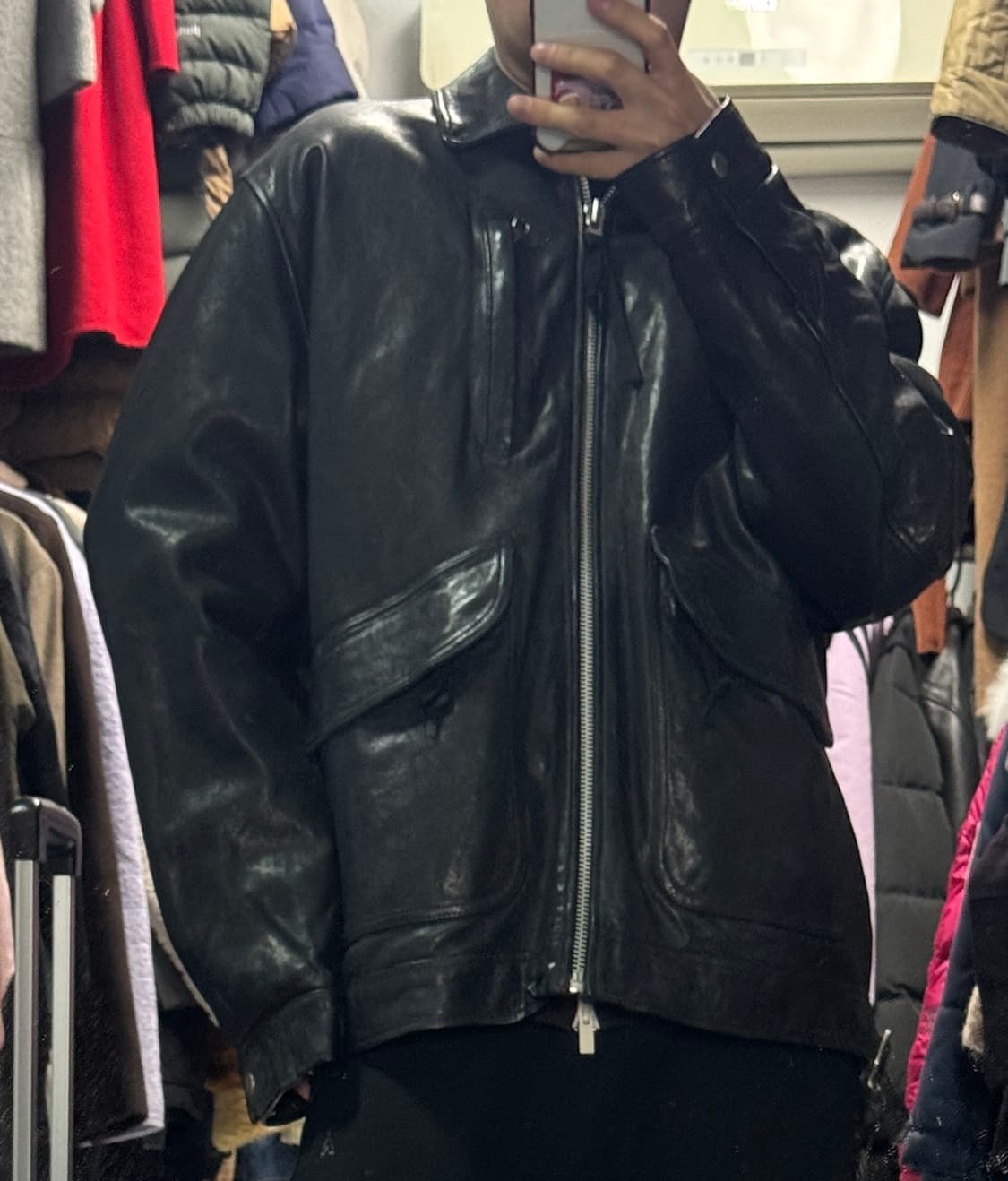 비바스튜디오 리얼 레더 집업 자켓 L ~ XL 블랙 상품이미지3