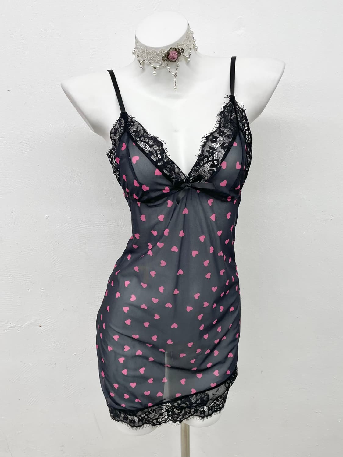 키치 하트 레이스 슬립 상품이미지1