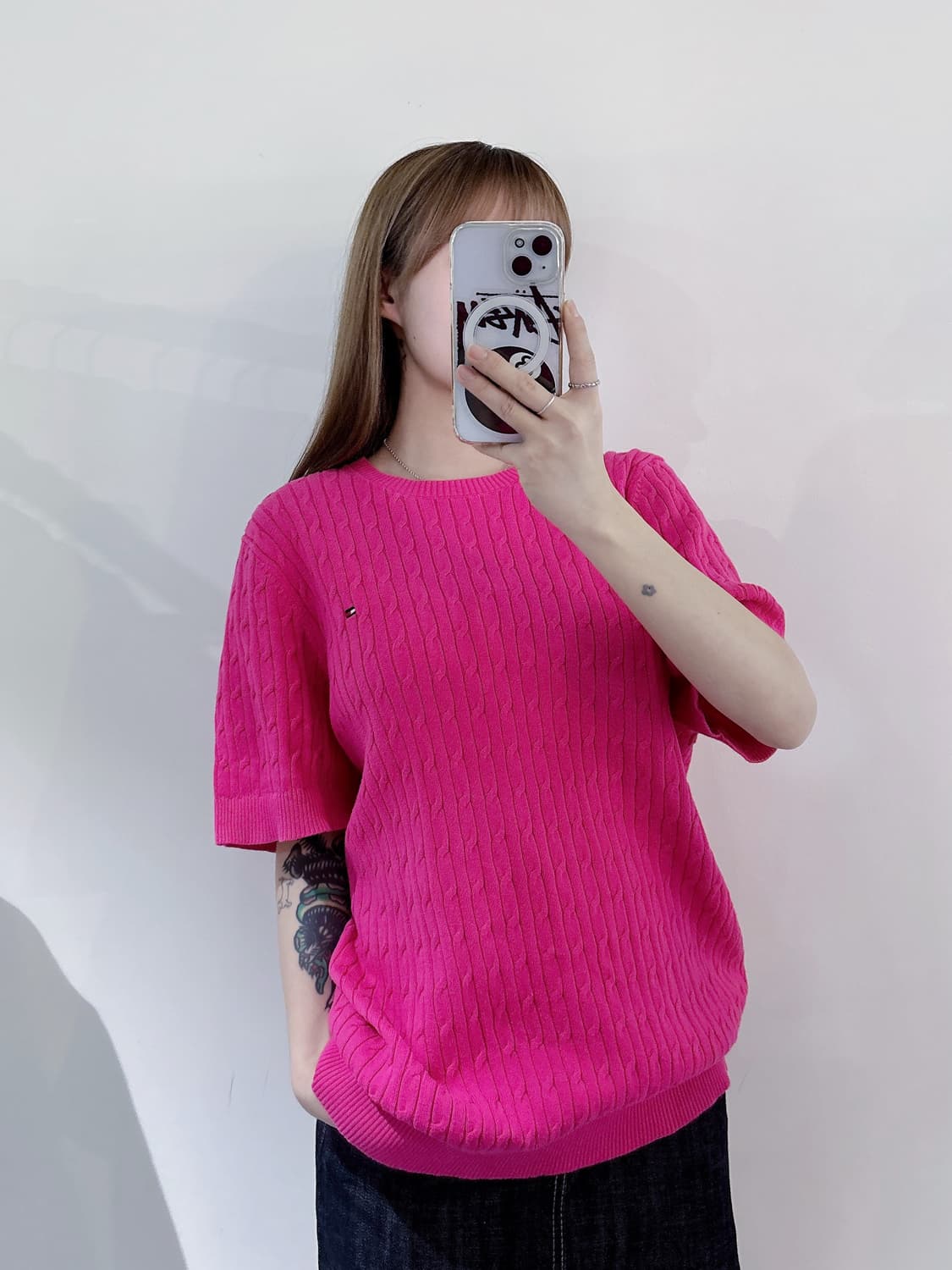 타미힐피거 스몰로고 케이블 니트 반팔 상품이미지2