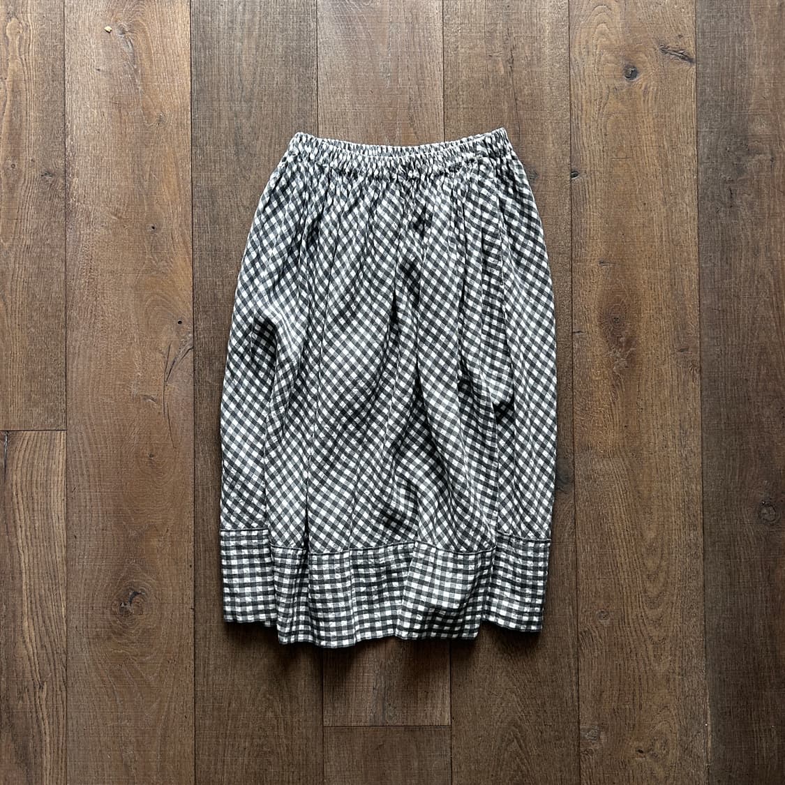 Gingham Check Shirring Skirt 상품이미지1