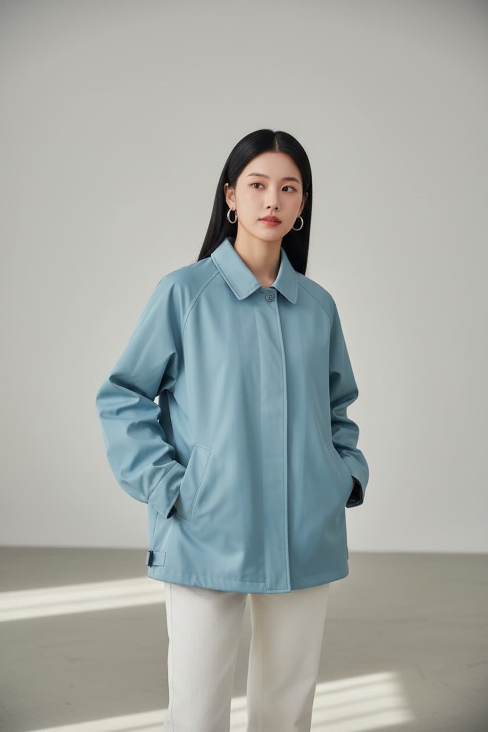 버버리 하늘색 바람막이 봄버 자켓 L 상품이미지1