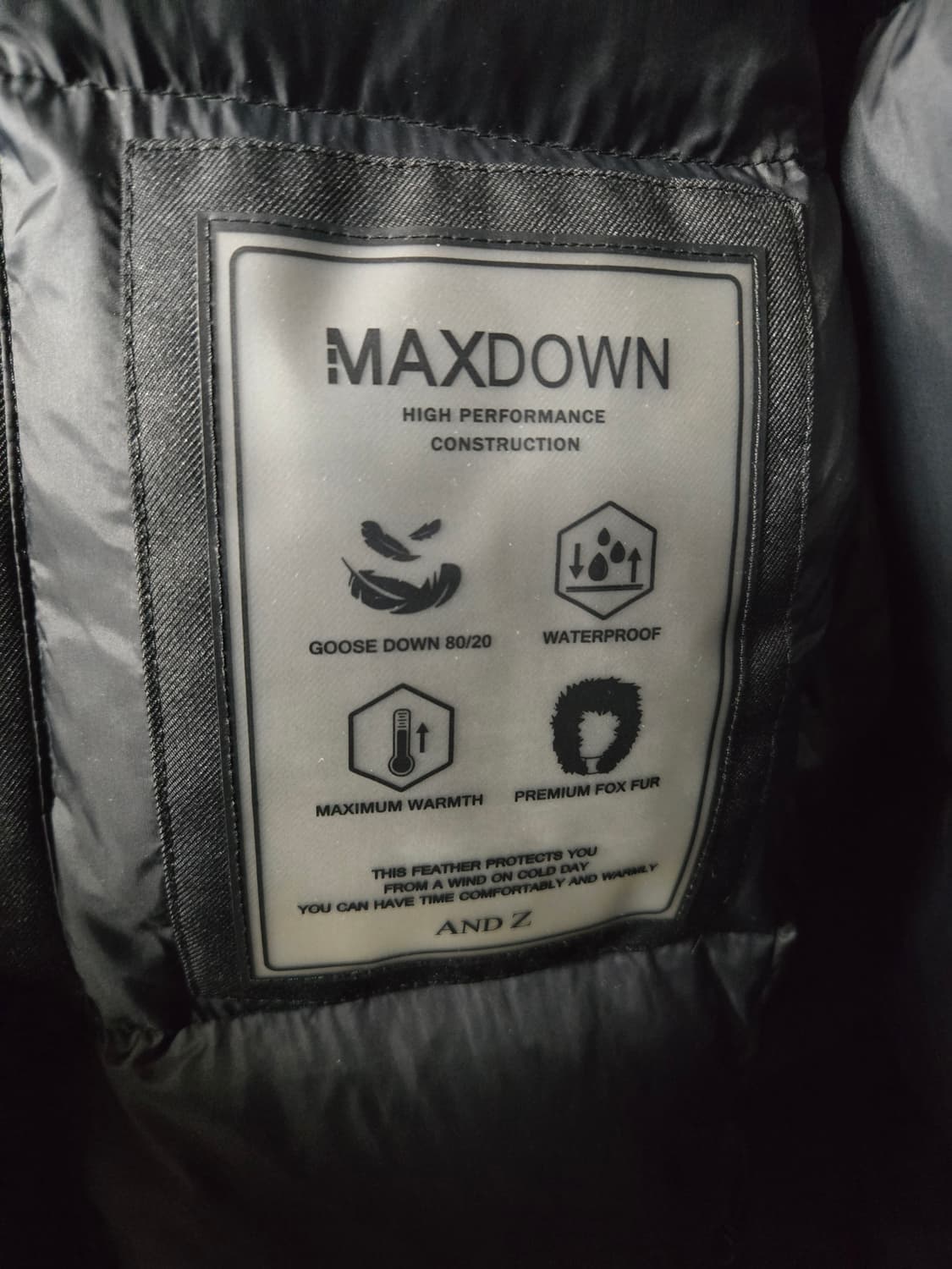 AND Z 앤드지 MAXDOWN 폭스퍼 구스다운 롱패딩 100 상품이미지7