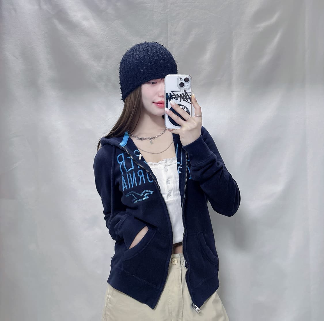 홀리스터 네이비 딱붙핏 후드집업  상품이미지2