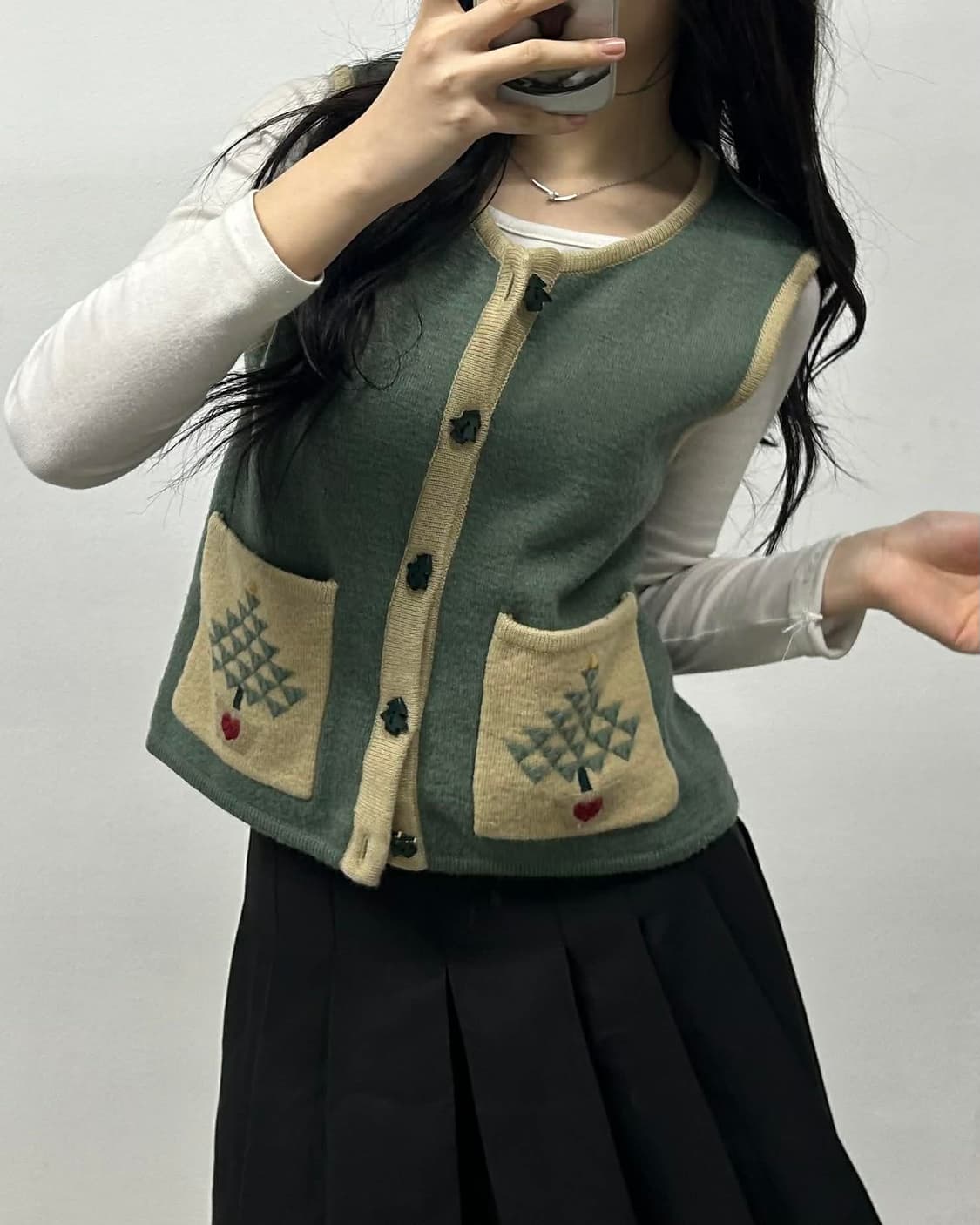 [S] 울리치 크리스마스 트리 니트 베스트 상품이미지1