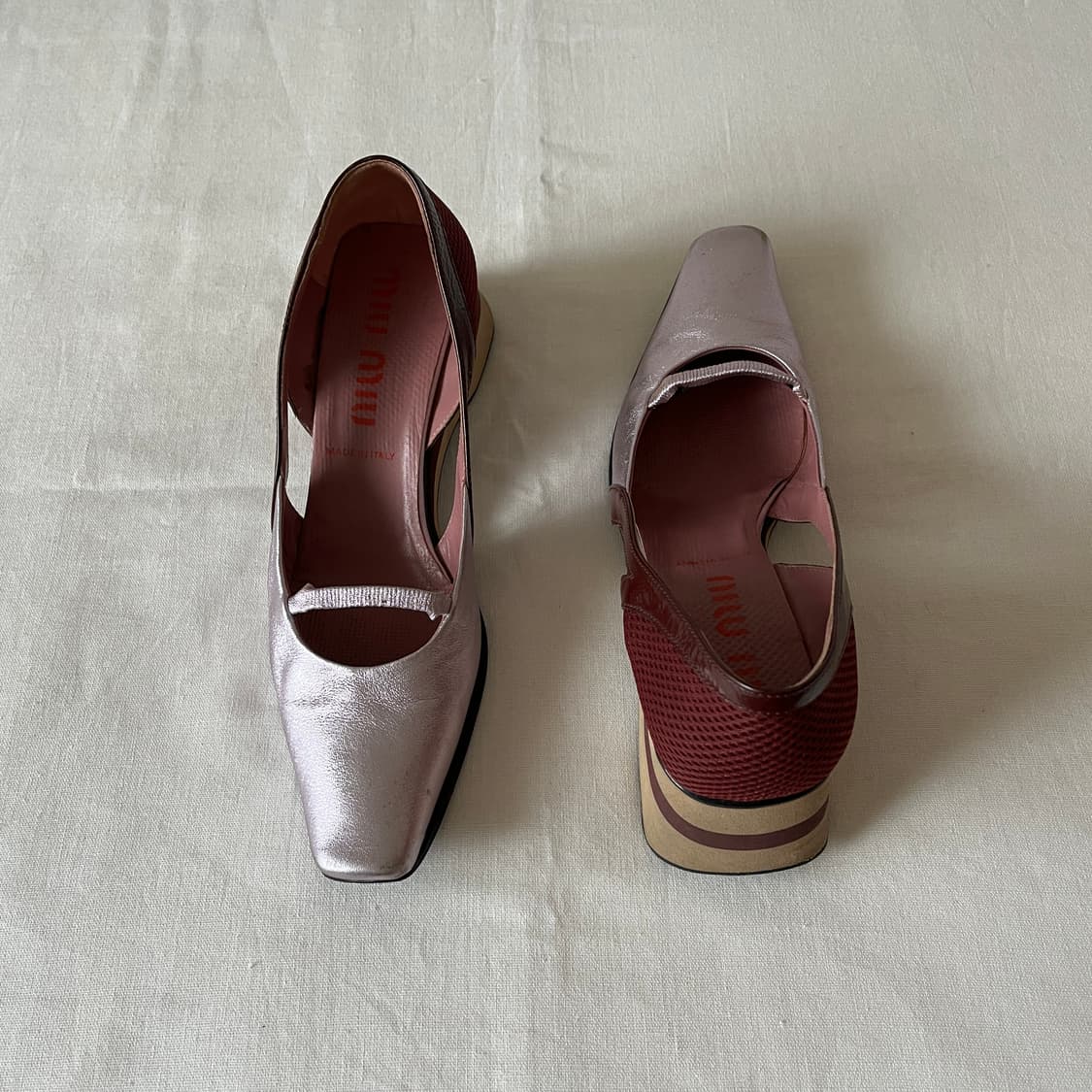 SS2000 미우미우 스포츠 메탈릭 핑크 웨지 상품이미지7