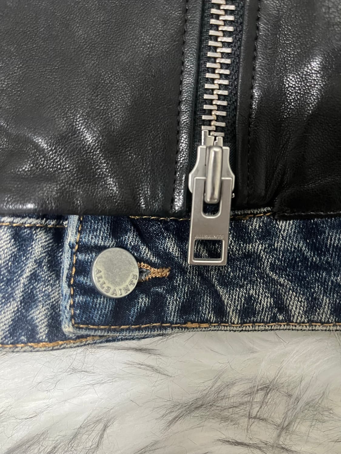 [XS] 올세인츠 레더 x 데님 하이브리드 레더 자켓 상품이미지5