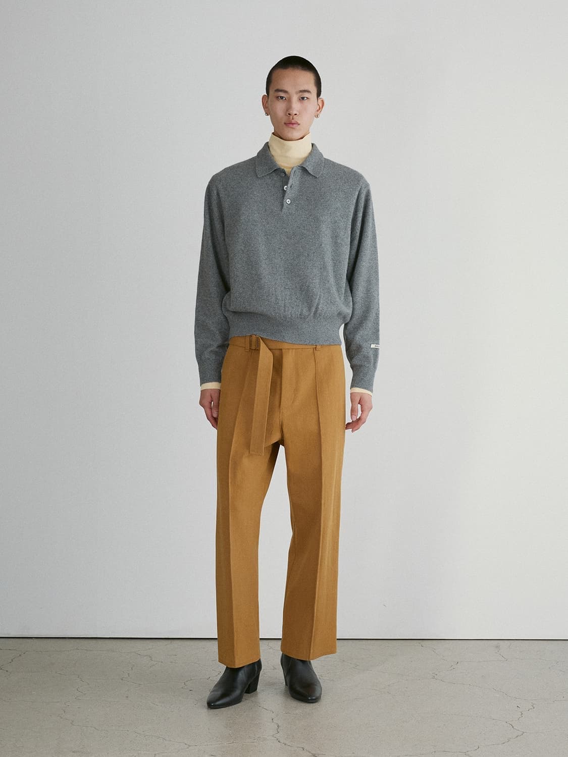 렉토 24FW 오필리아 쉬머 폴로 니트 멜란지 그레이 L 상품이미지3