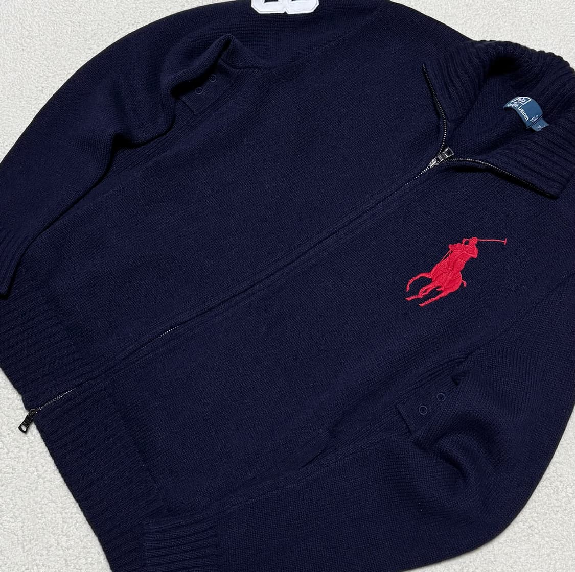 폴로 랄프로렌 빅포니 딥네이비 투웨이 니트집업 상품이미지3