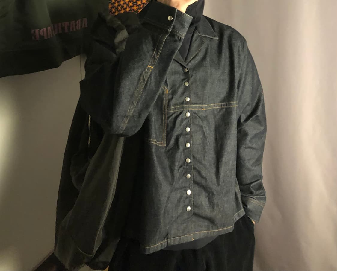 지에다 스냅버튼 데님 셔츠 상품이미지4