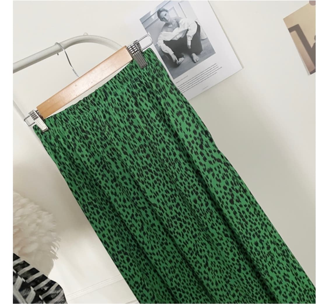 초록 레오파드 밴딩 롱스커트 상품이미지9