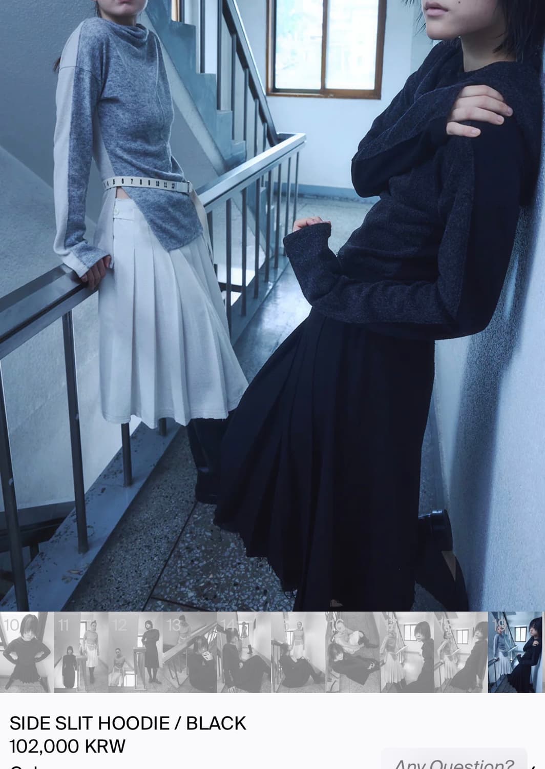 할로미늄 side slit hoodie black 상품이미지5