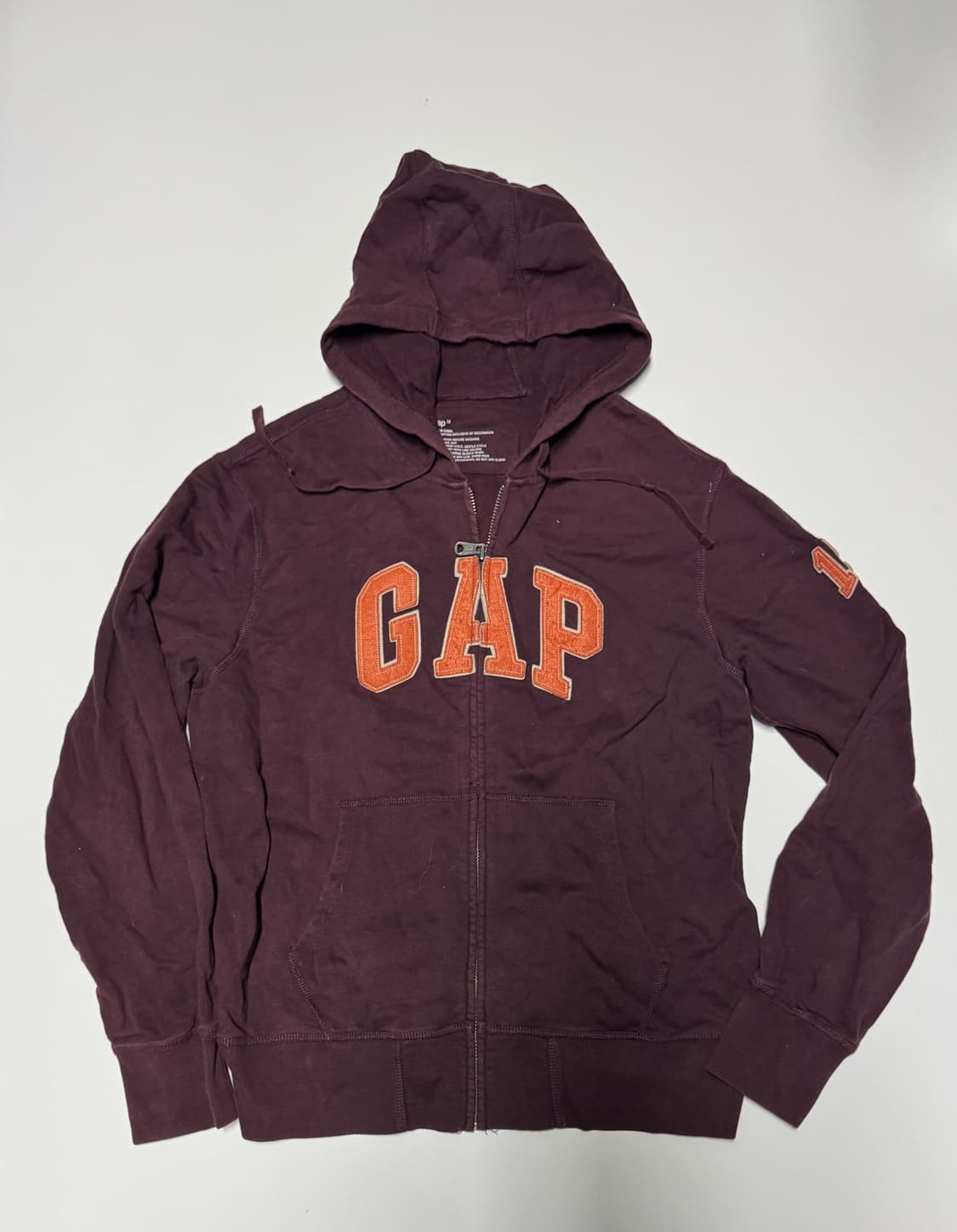 희귀!! GAP 갭 트레이닝 오버핏 버건디 후드집업 L 상품이미지1