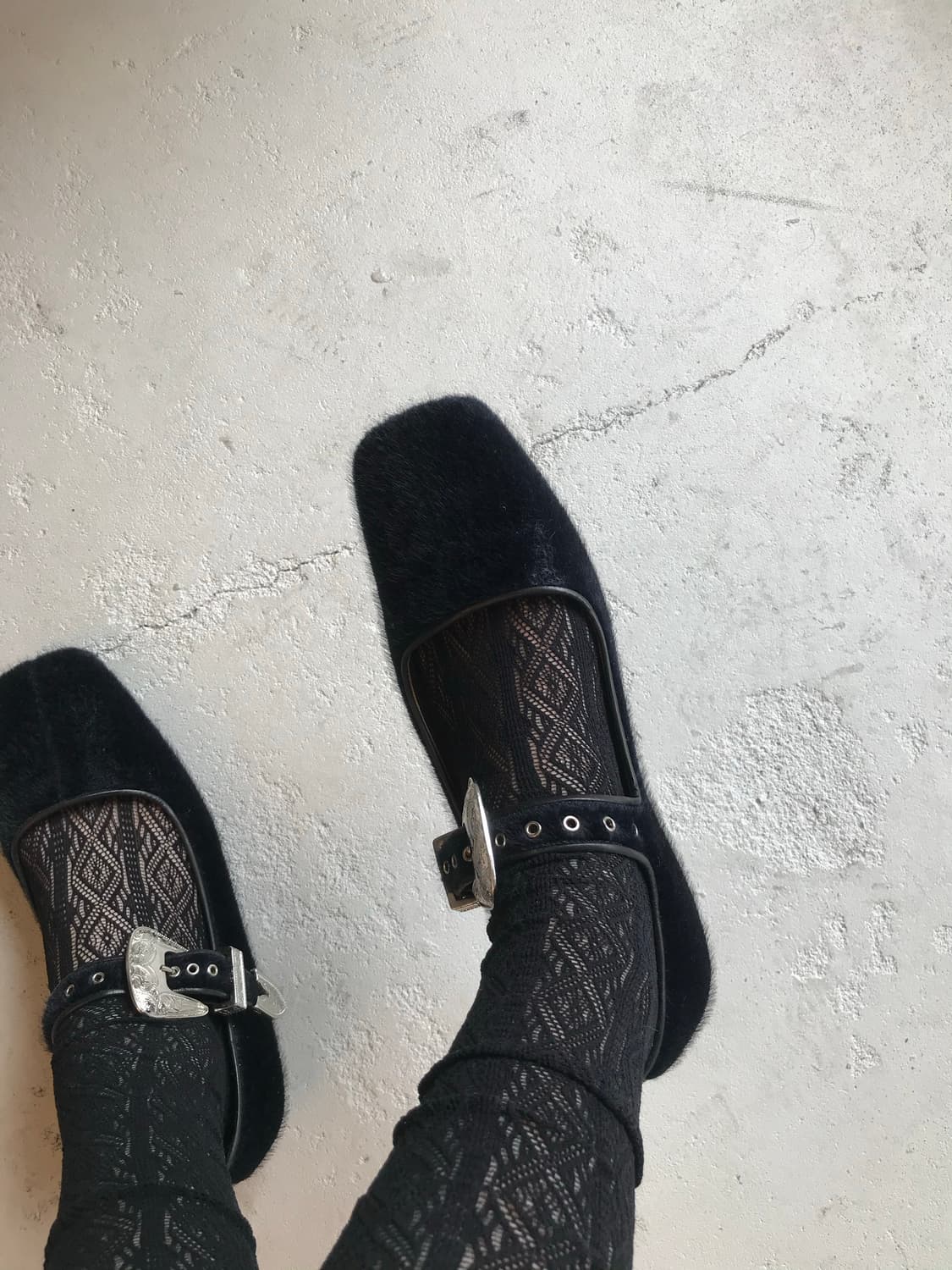 black faux fur mary jane shoes 상품이미지4