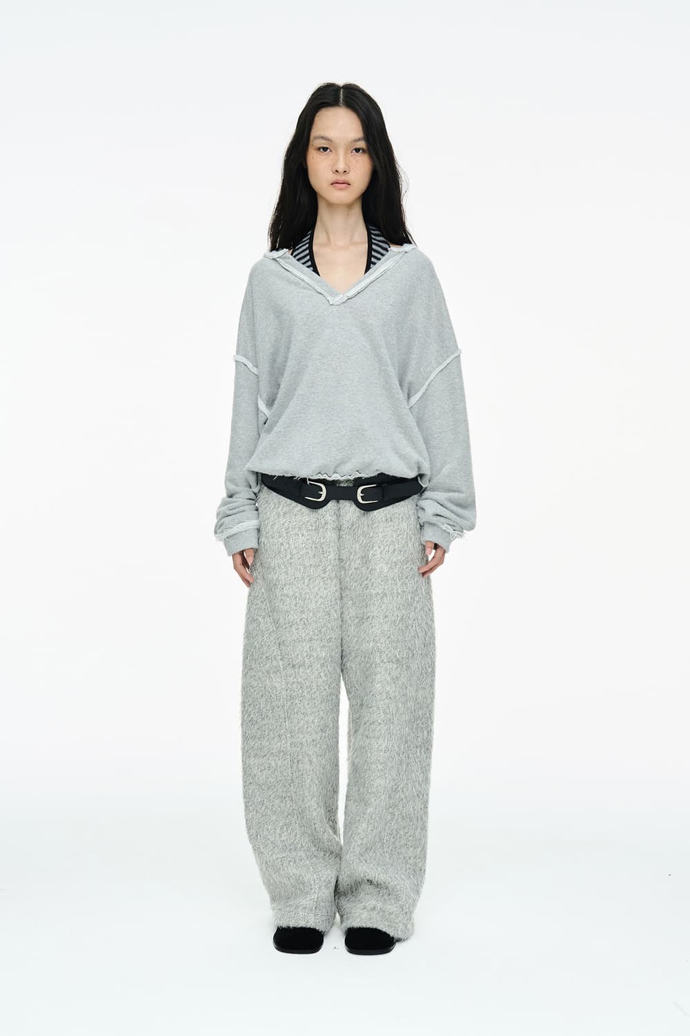 세릭 hairy wide pants/gray 상품이미지1