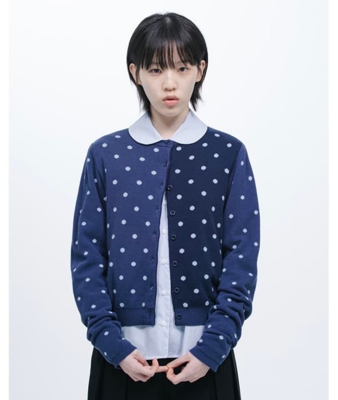 오헤시오 도트 투톤 가디건 상품이미지1