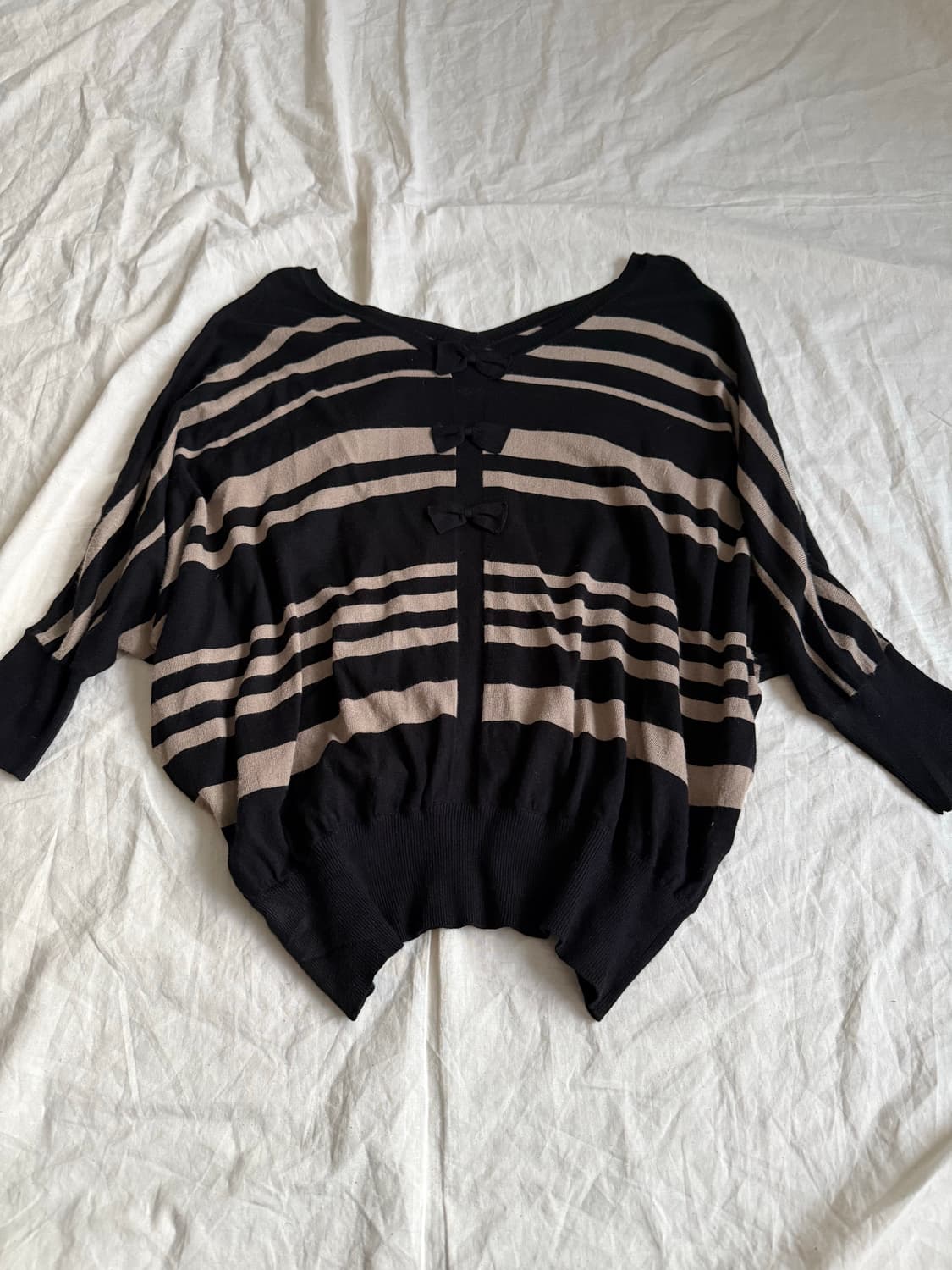 라떼 갸루 러블리 리본 포인트 가오리 탑  상품이미지1