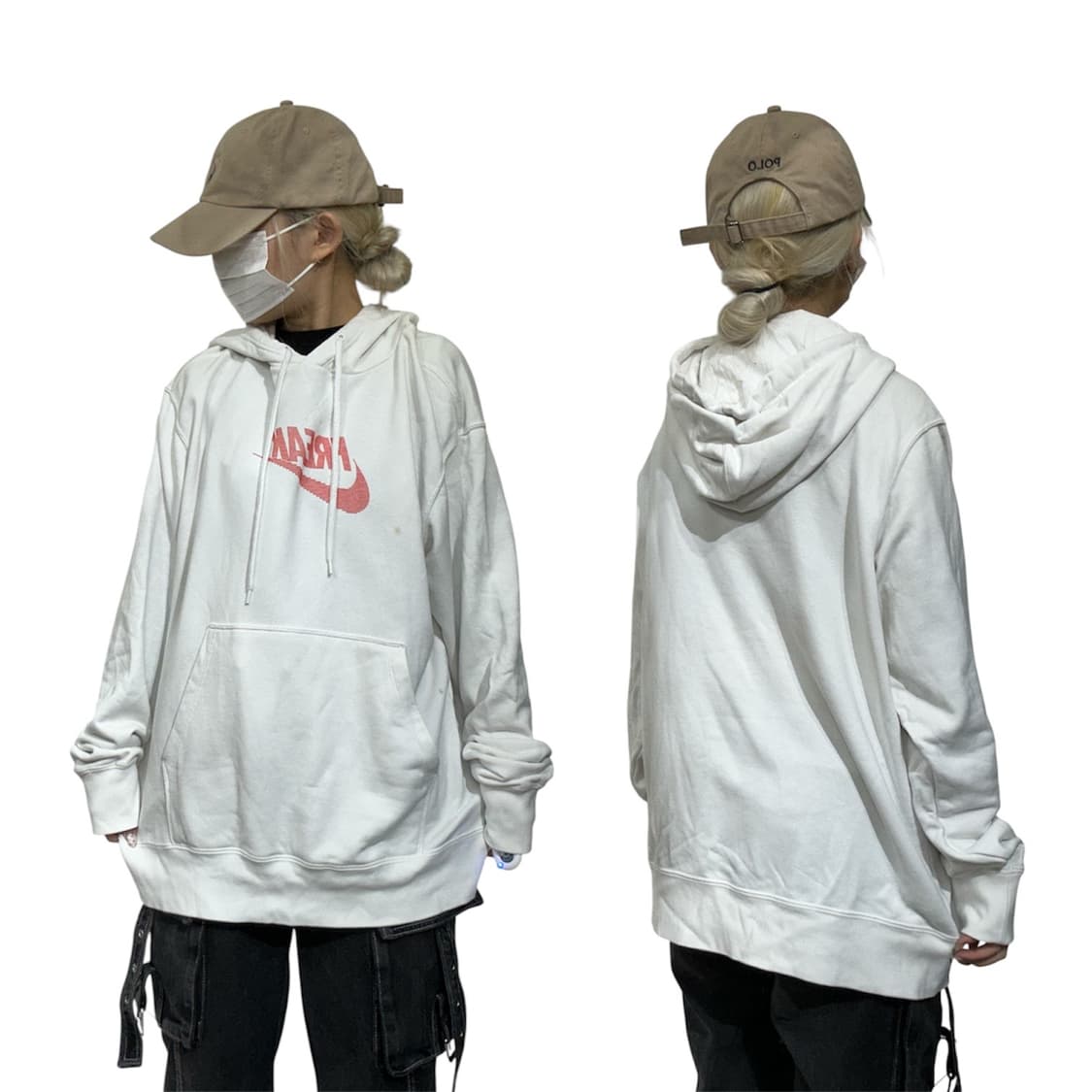 나이키 빅 로고 화이트 미드 스우시 오버핏 후드티 XXL 상품이미지1