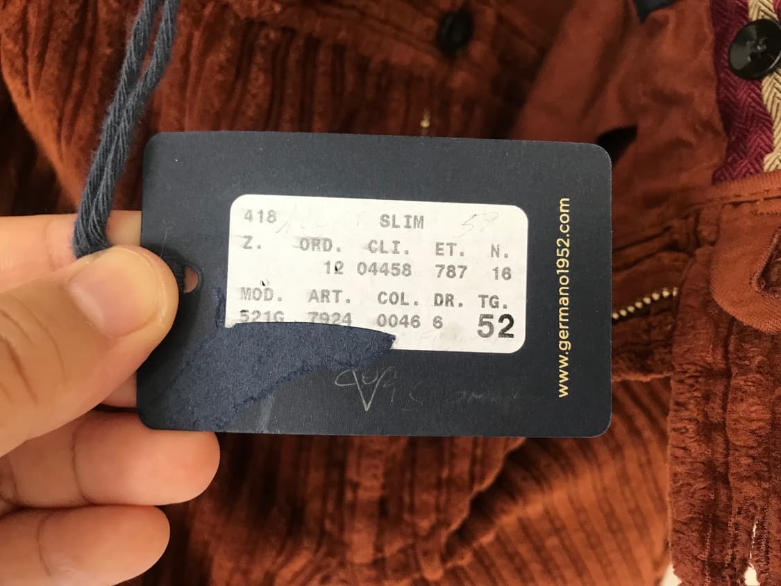 GERMANO / 코듀로이팬츠 / 52 / 새상품 상품이미지9