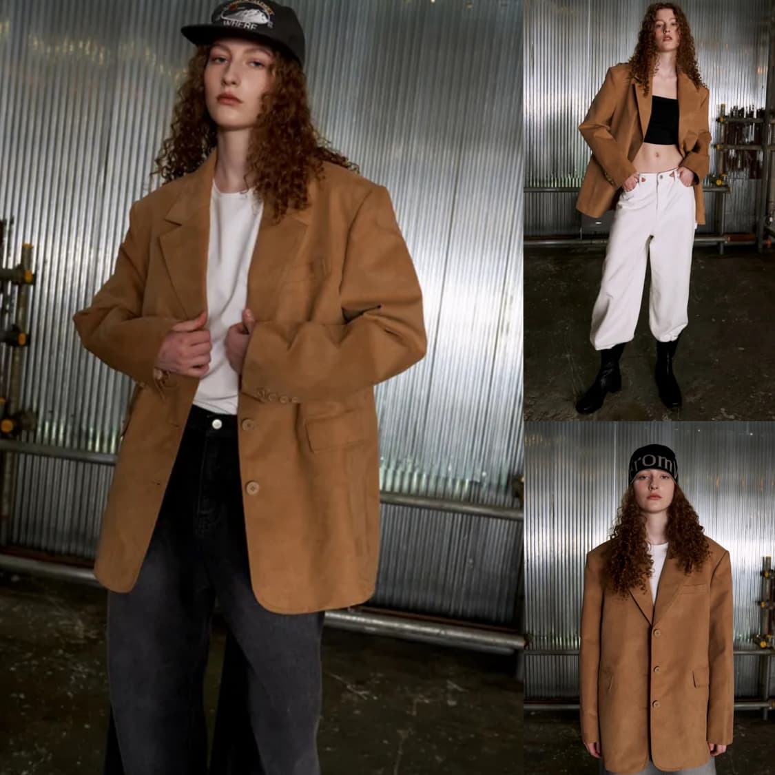 프롬웨얼 오버사이즈 스웨이드 자켓 블레이저 베이지 새상품 상품이미지5