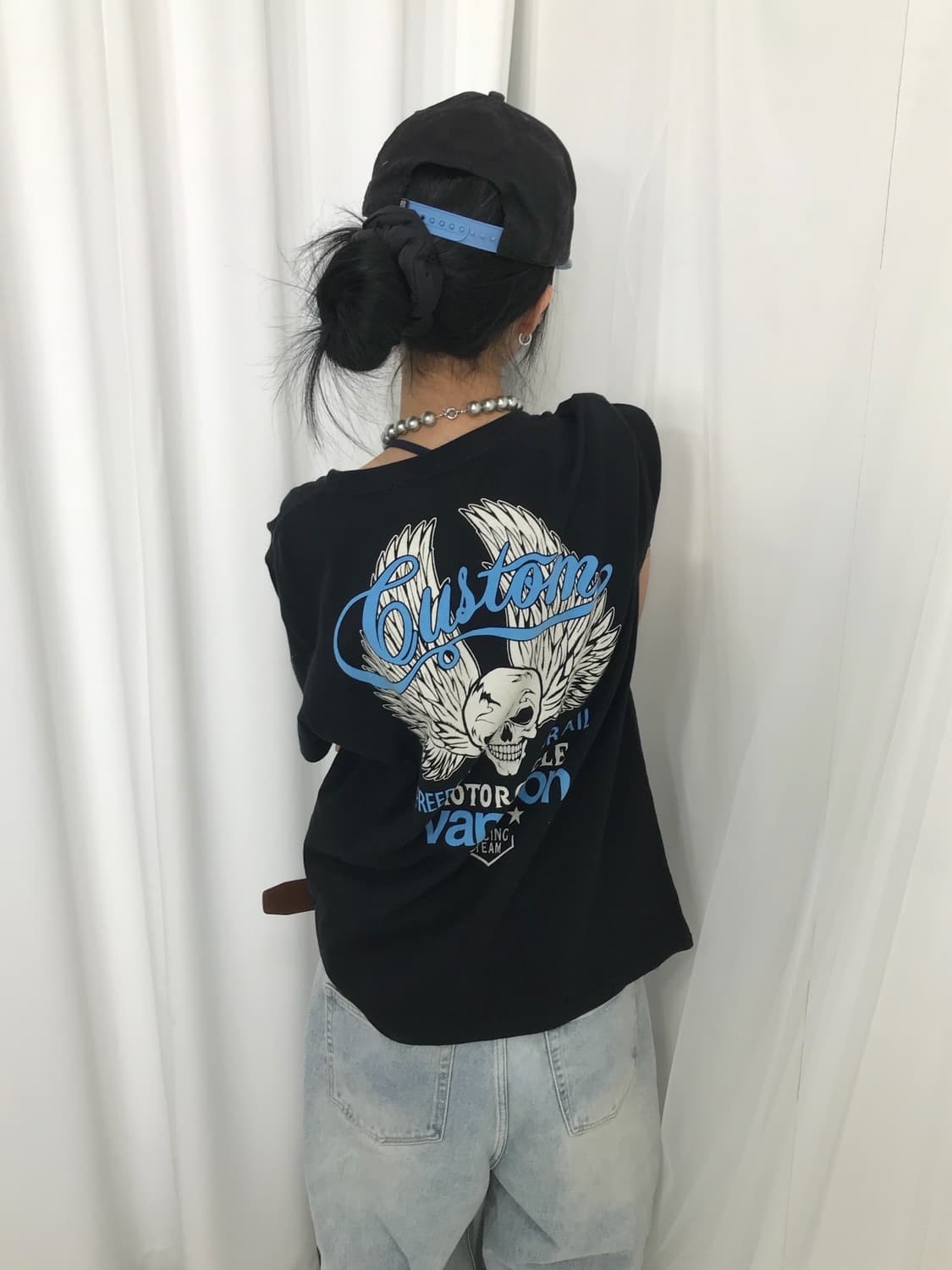 ☠️ 밴슨 스카이블루 스컬 프린팅 반팔 티셔츠 ☠️ 상품이미지2