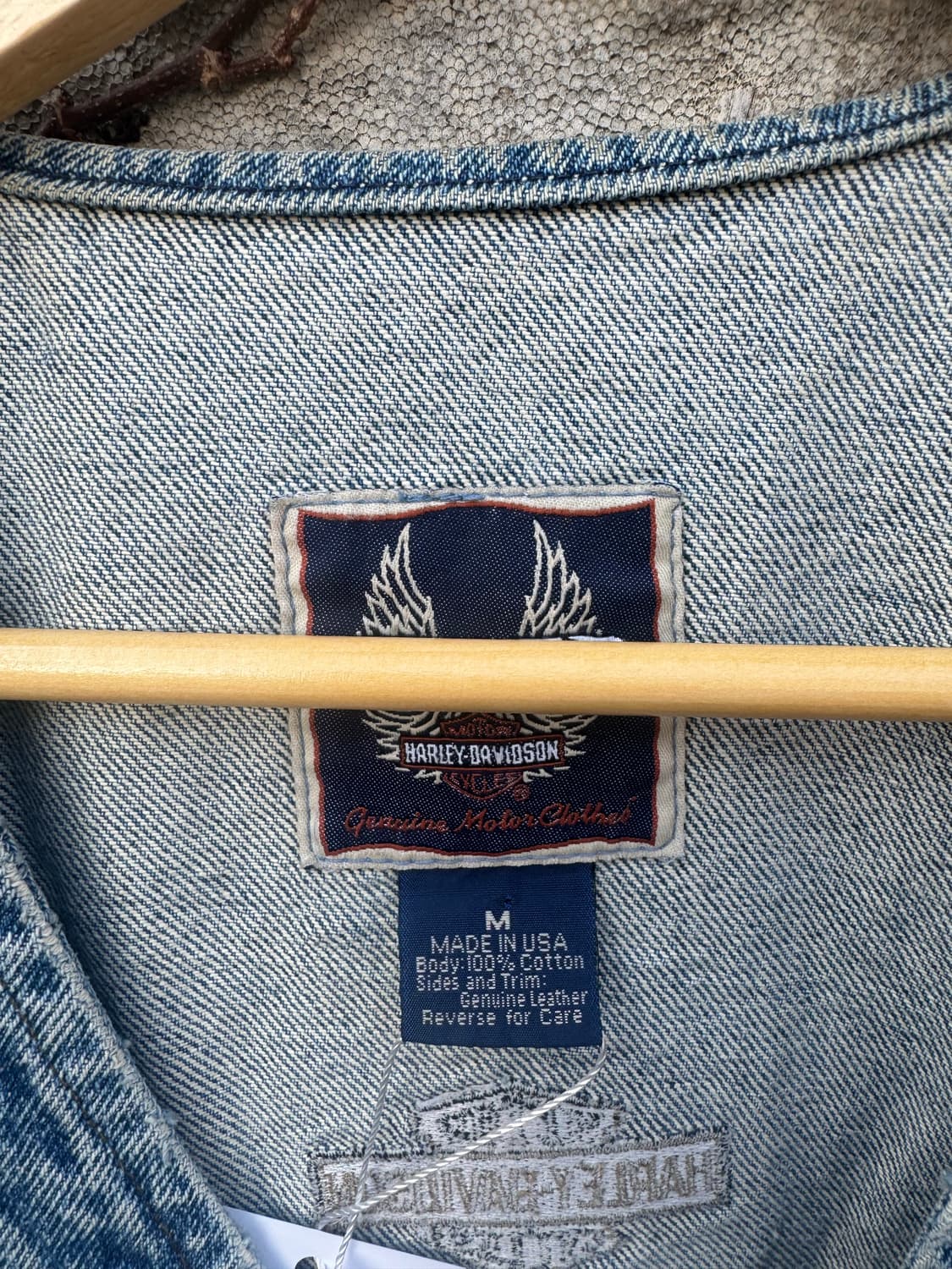 90s 할리데이비슨 빈티지 패치 커스텀 데님 가죽 레더 베스트 조끼 상품이미지5