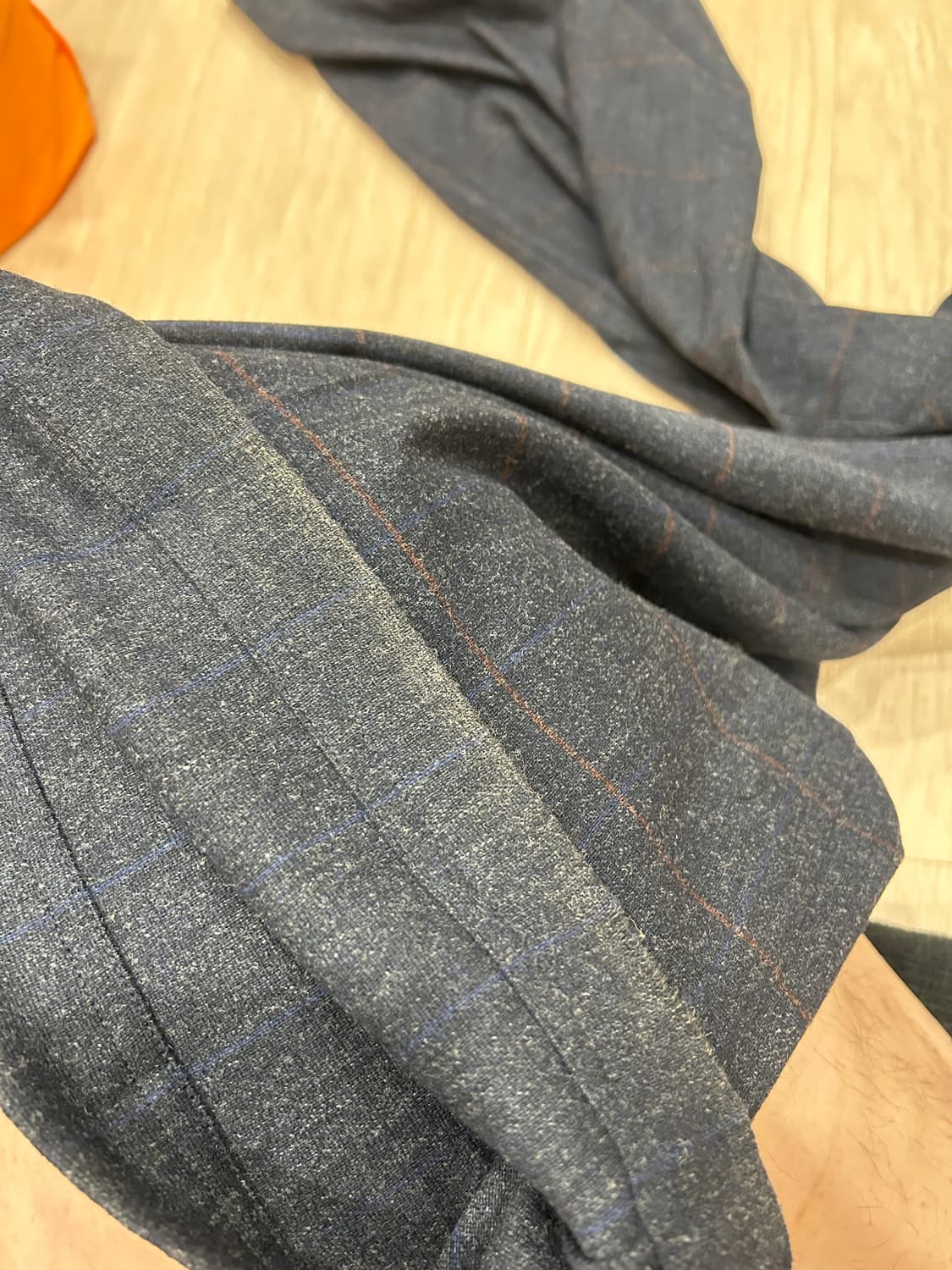 웨이비니스 딥 원턱 울 체크 트라우저 슬랙스 네이비 2 상품이미지7