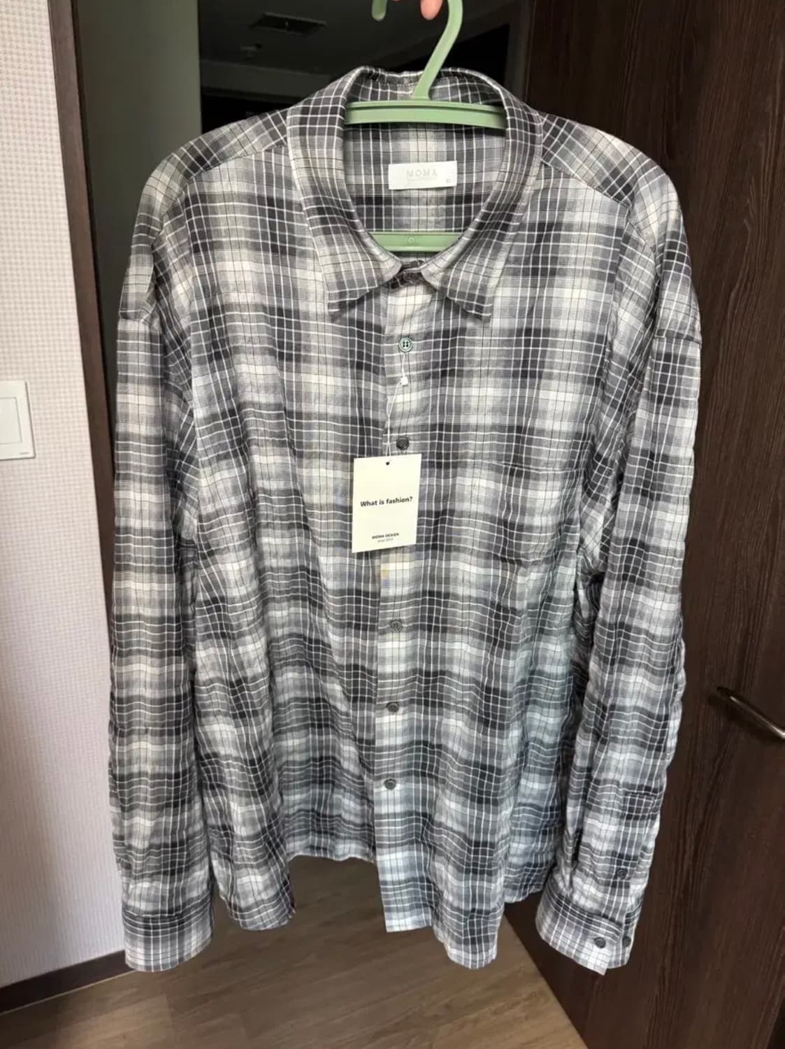 모마디자인 마드라스 해칭룸원단 링클 체크셔츠 50 새상품 판매 상품이미지1