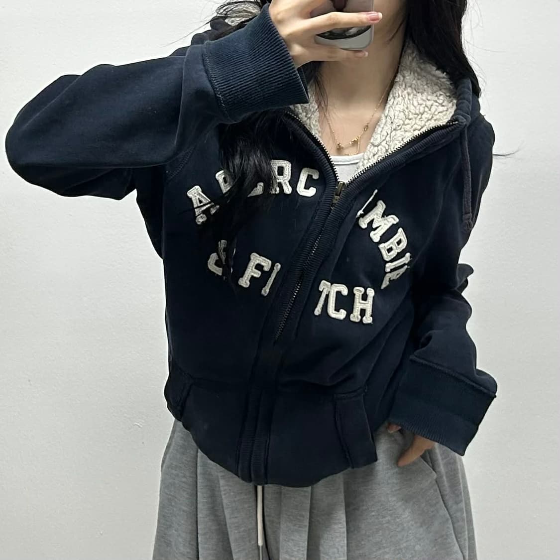 아베크롬비 y2k 양털 울프죠 스웻 후드집업 희귀져지(XL) 상품이미지1