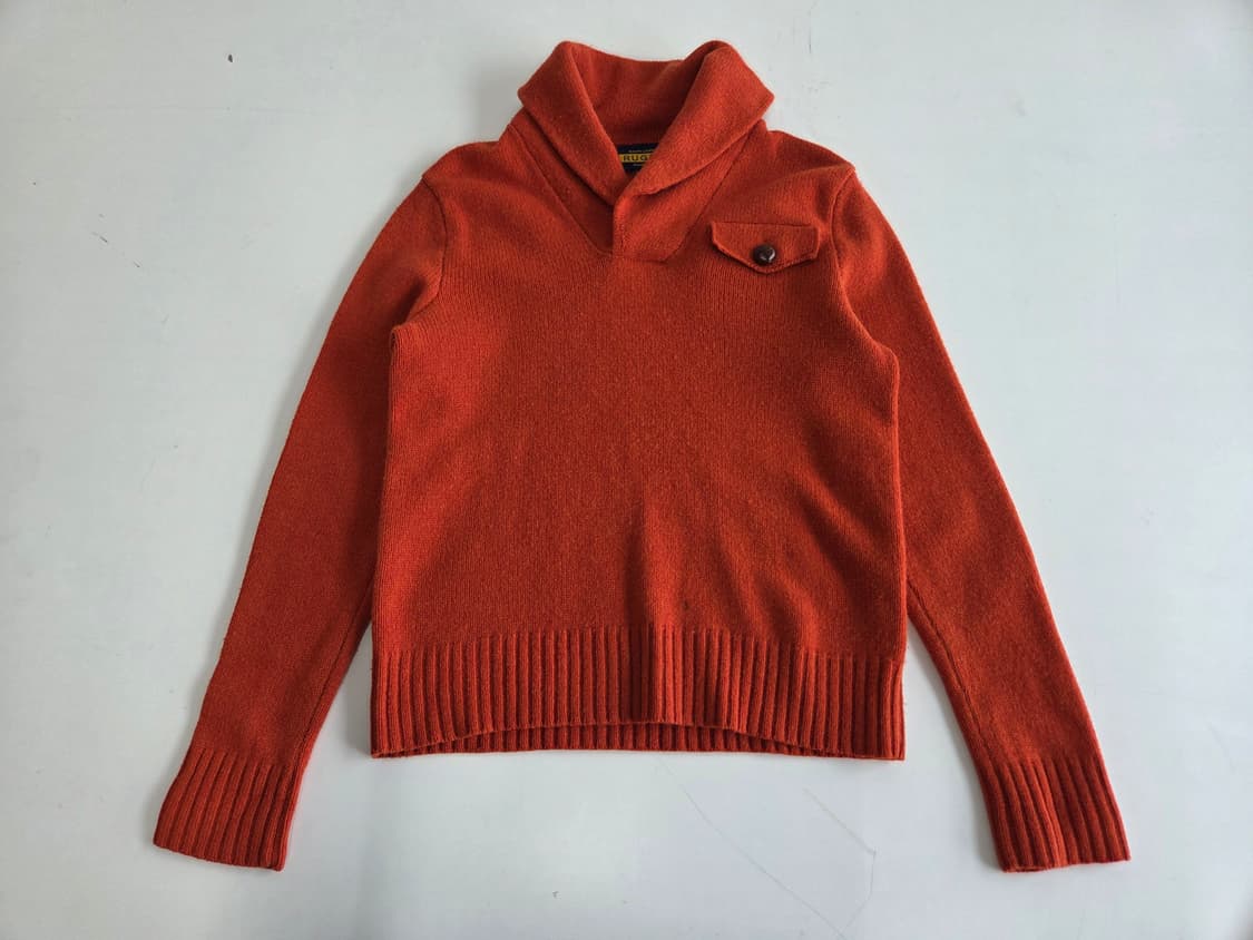 랄프로렌 럭비 숄카라 울 니트 오렌지 S 상품이미지1